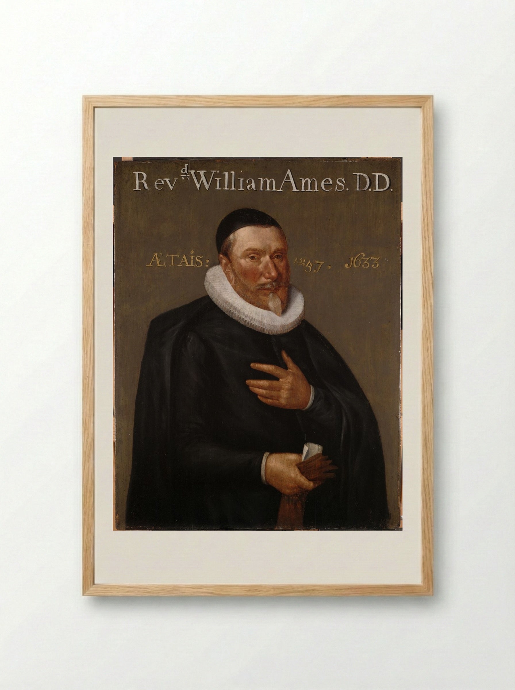 Portrait of William Ames - Willem van der Vliet - Framed Print Wood