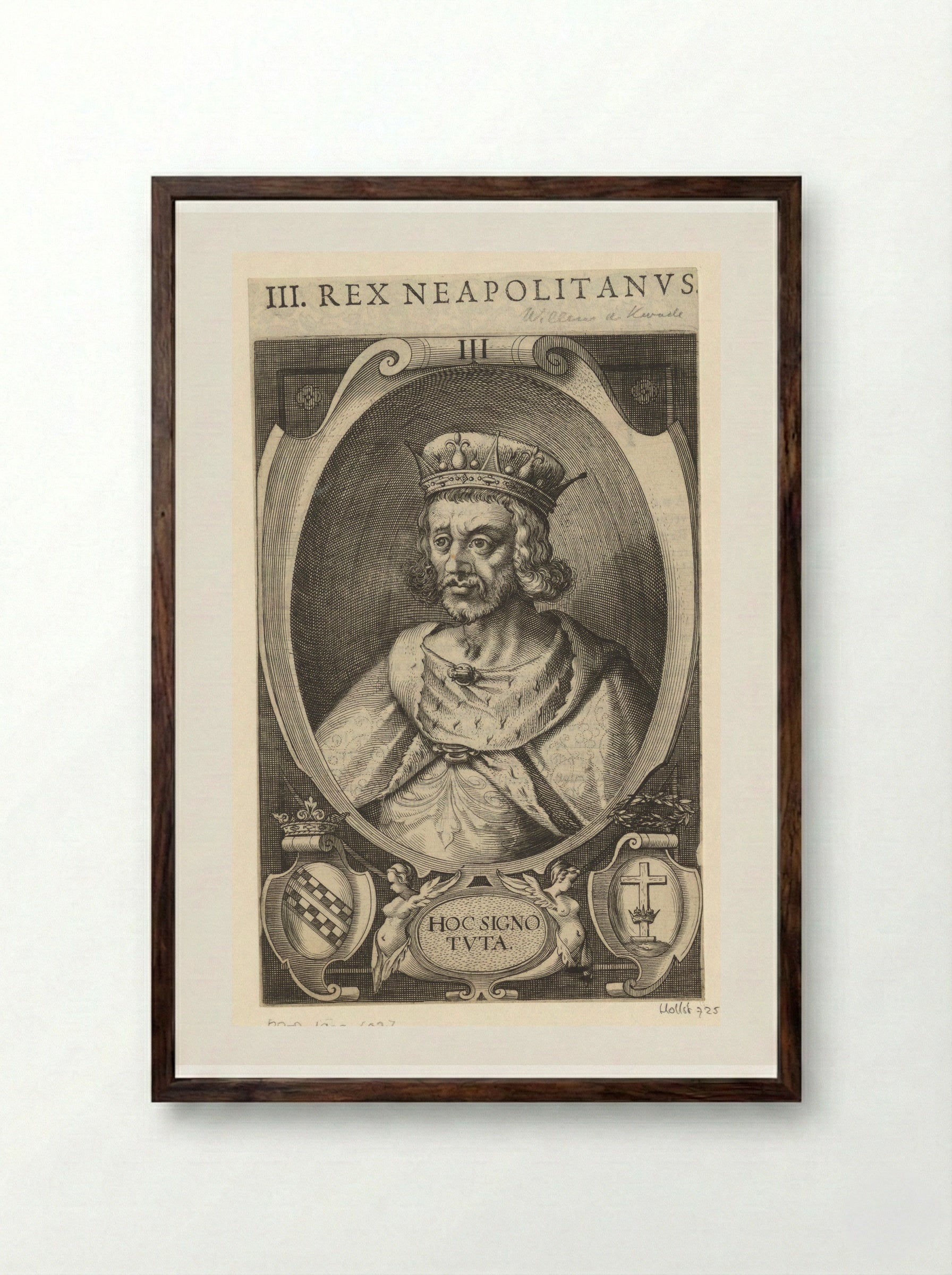 Portrait of William I of Sicily - Lucas Kilian - Framed Print Dark Wood