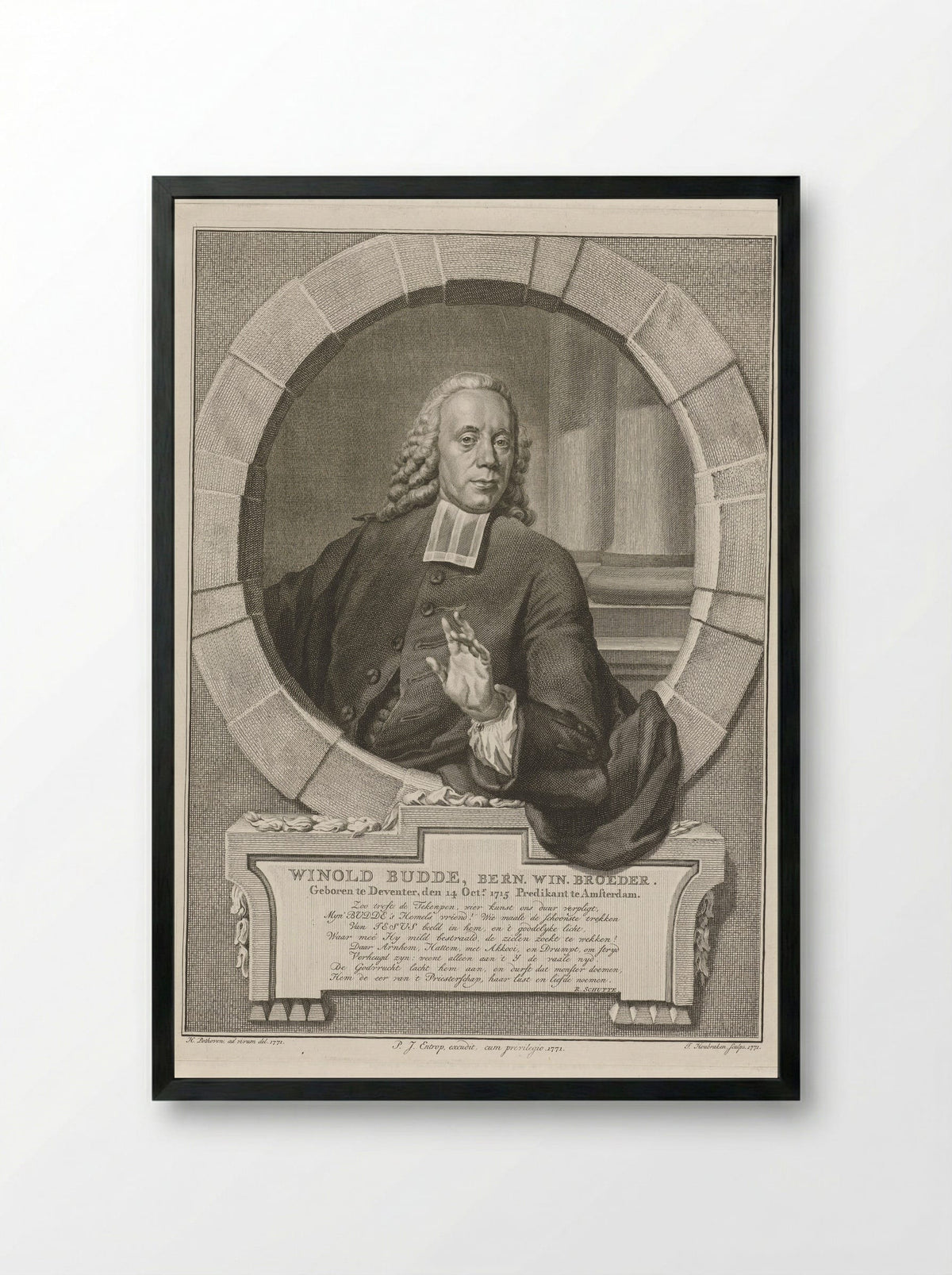 Portrait of Winold Budde - Jacobus Houbraken - Framed Print Black