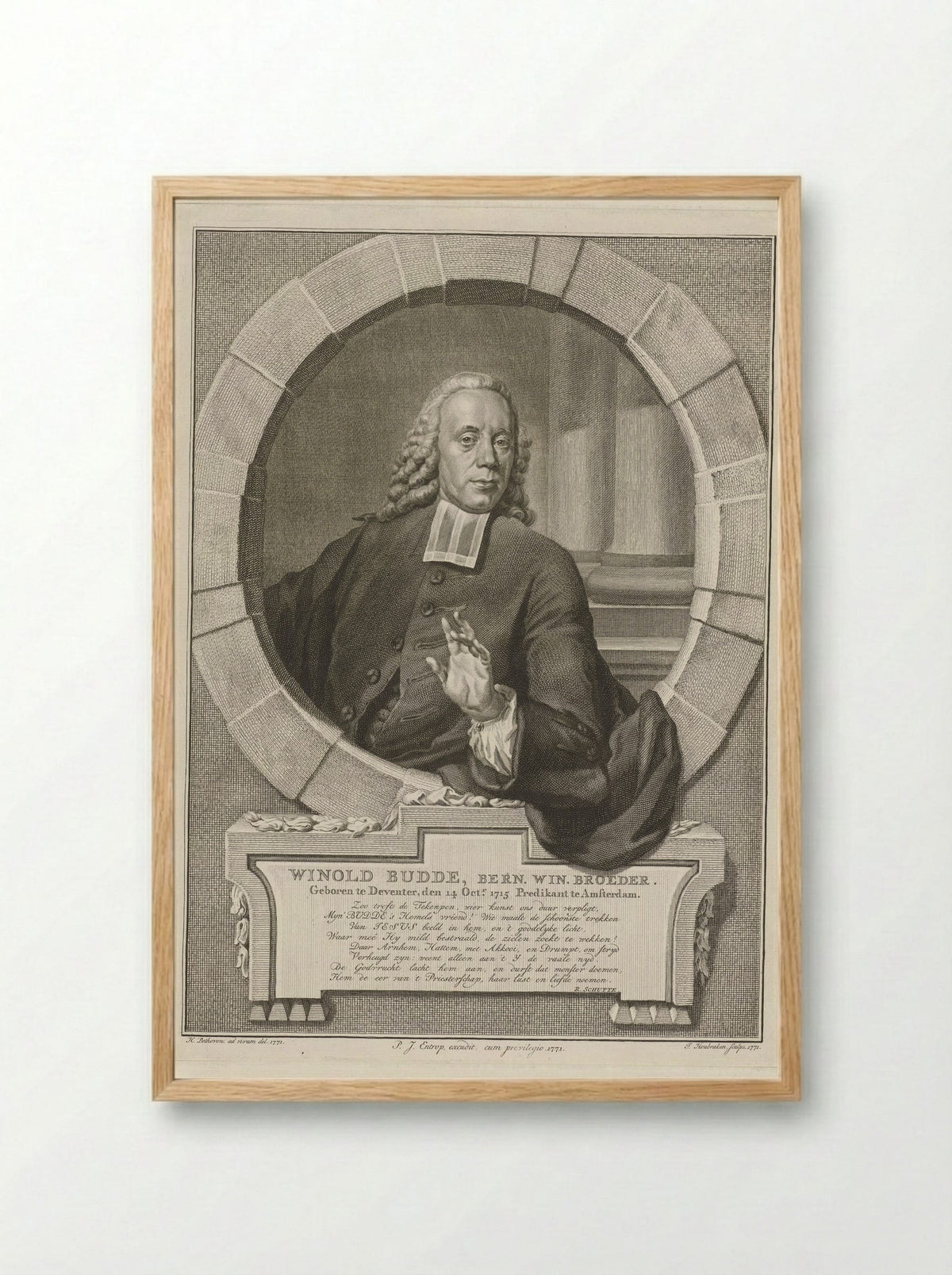 Portrait of Winold Budde - Jacobus Houbraken - Framed Print Wood