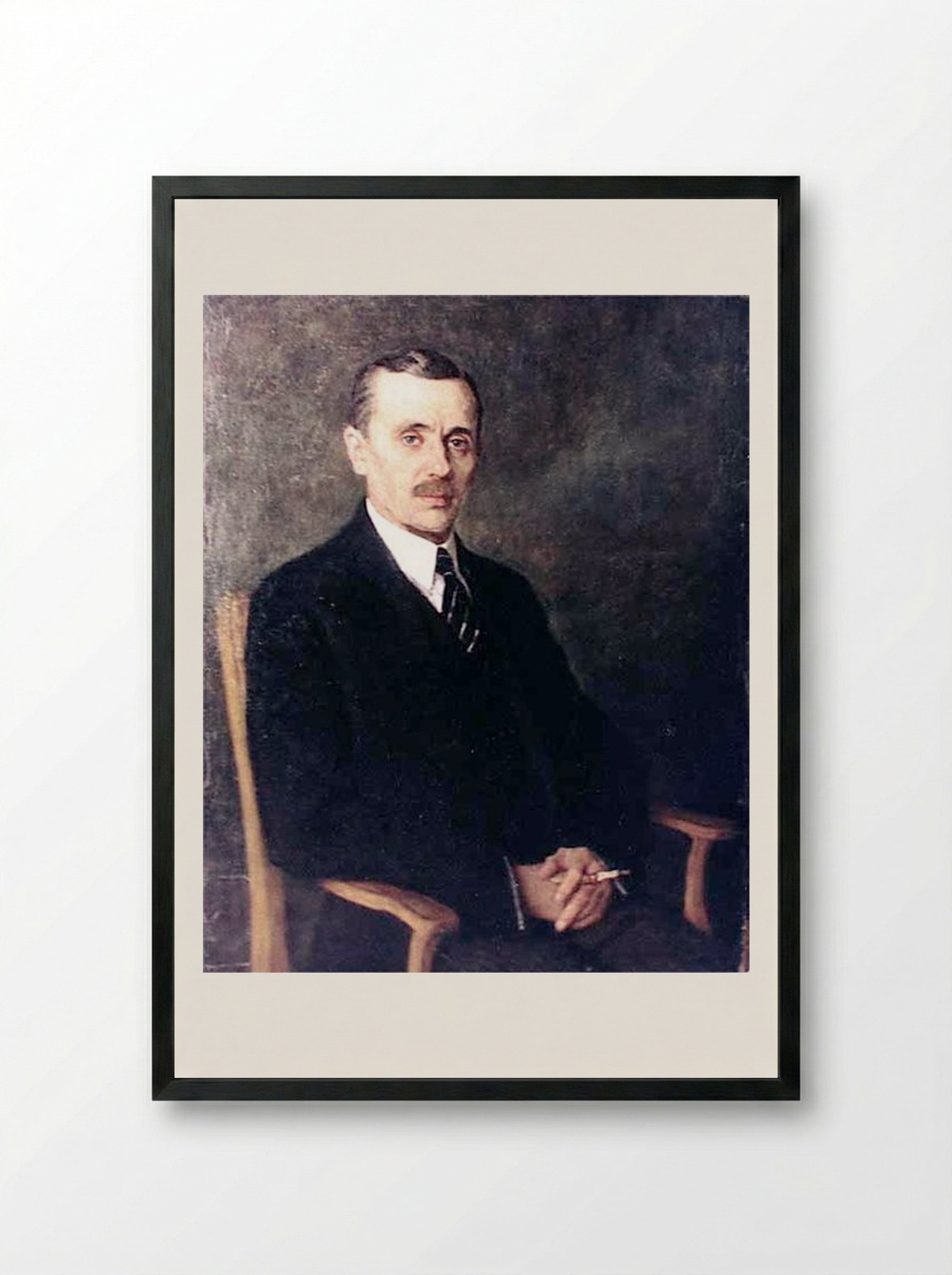 Portrait of Yanka Kupala - Nikolay Bogdanov-Belsky - Framed Print Black