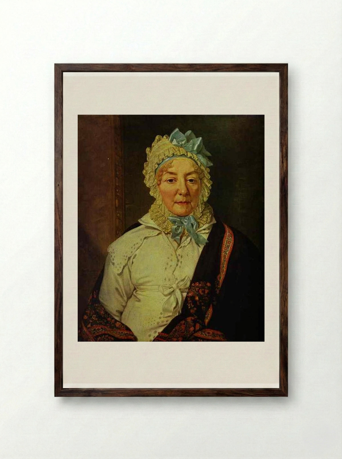 Portrait of Ye. A. Arkharova - Vladimir Borovikovsky - Framed Print Dark Wood
