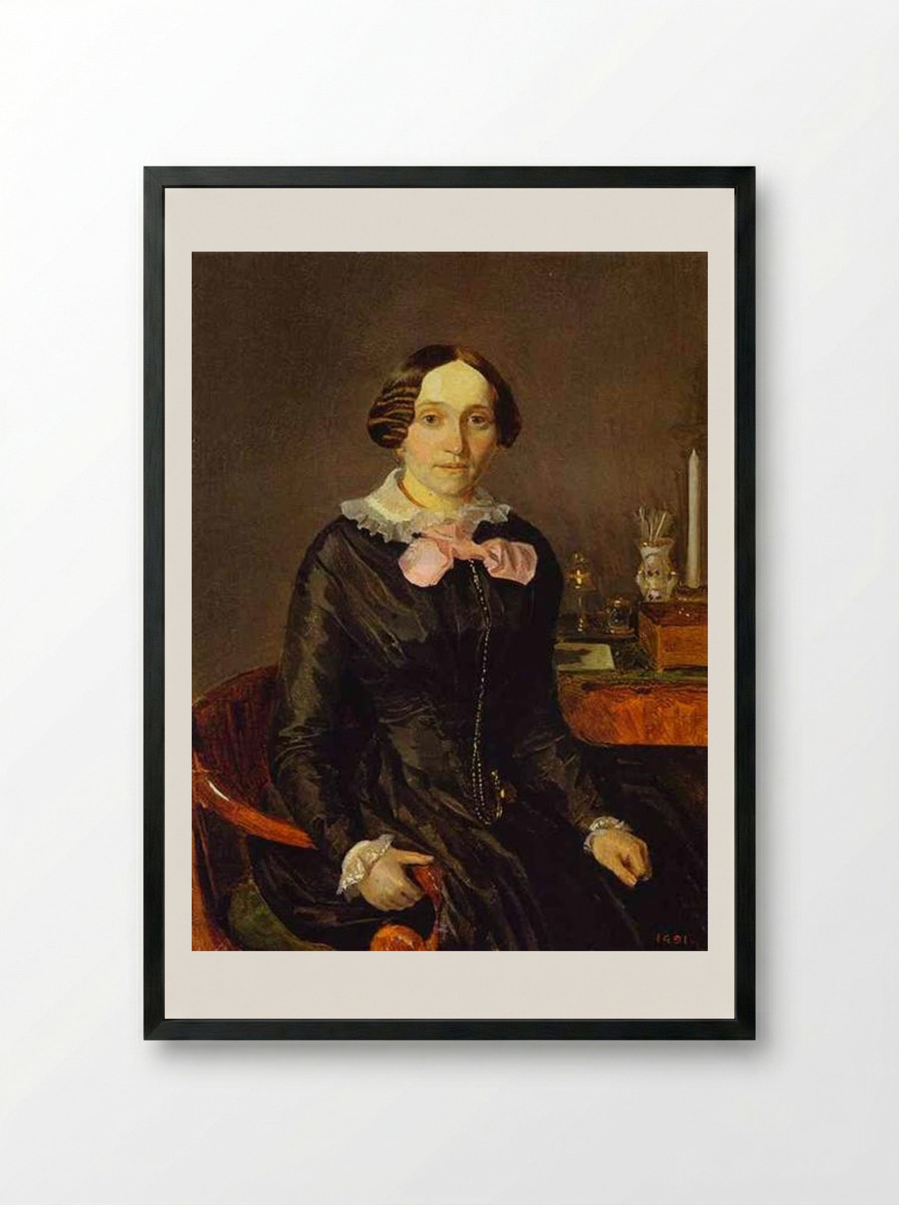 Portrait of Ye. P. Zhdanovich - Pavel Fedotov - Framed Print Black