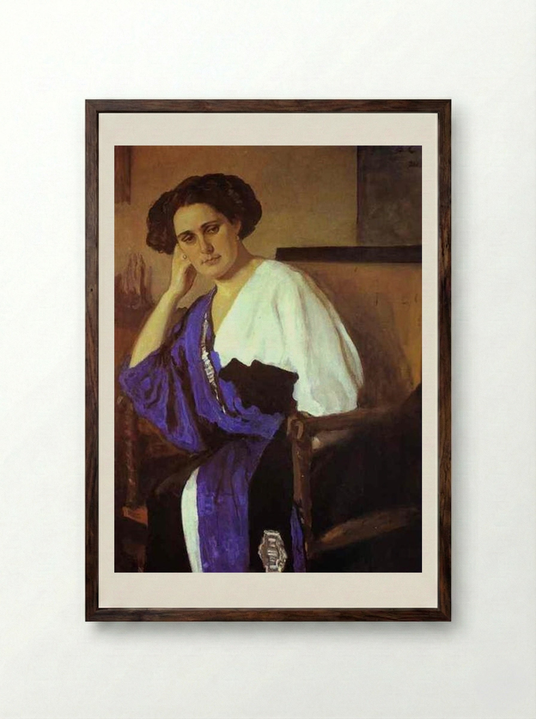 Portrait of Yelena Balina - Valentin Serov - Framed Print Dark Wood