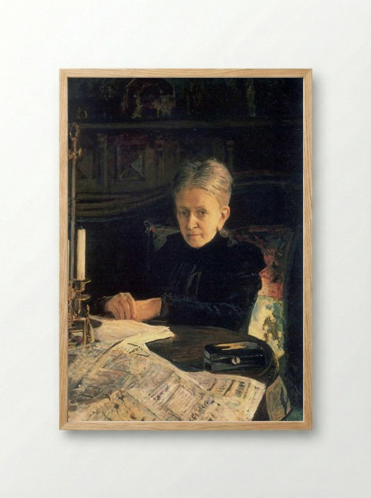 Portrait of Yelena Likhachova - Nikolai Ge - Framed Print Wood