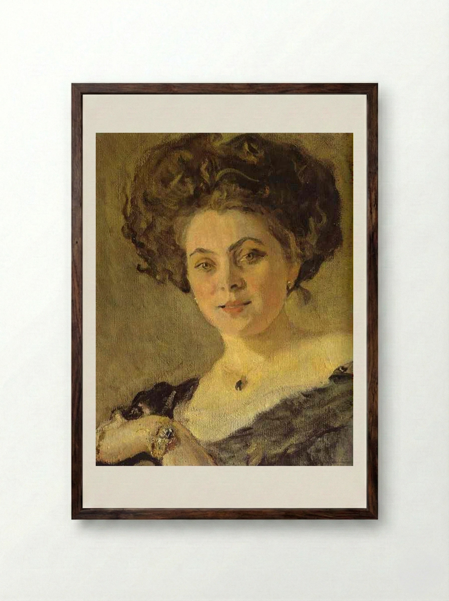 Portrait of Yevdokia Morozova - Valentin Serov - Framed Print Dark Wood
