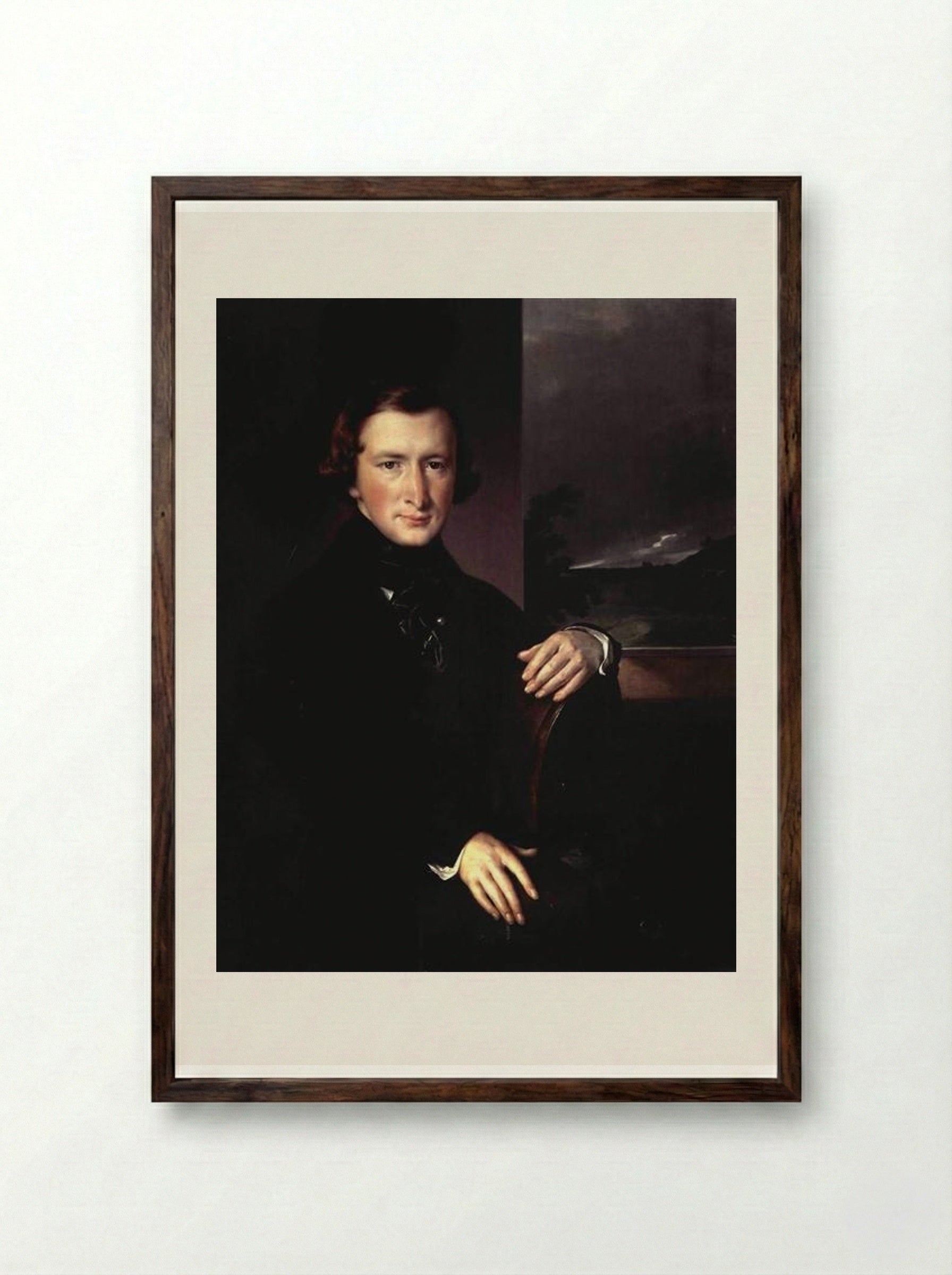 Portrait of Yuri Fyodorovich Samarin - Vasily Tropinin - Framed Print Dark Wood