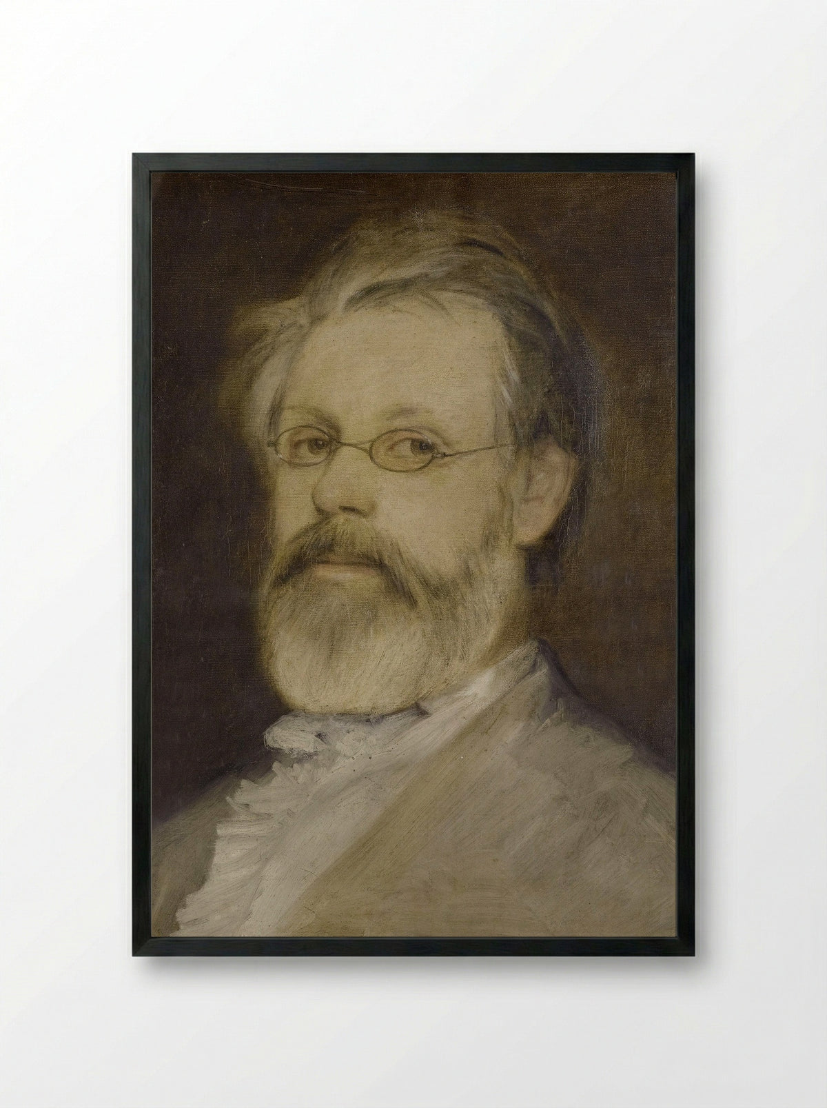 Portrait of a Bearded Man with Spectacles - Friedrich Weber - Framed Print Black