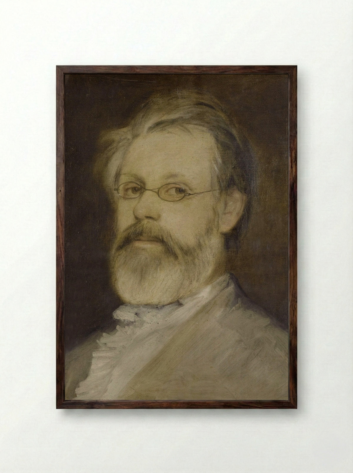 Portrait of a Bearded Man with Spectacles - Friedrich Weber - Framed Print Dark Wood