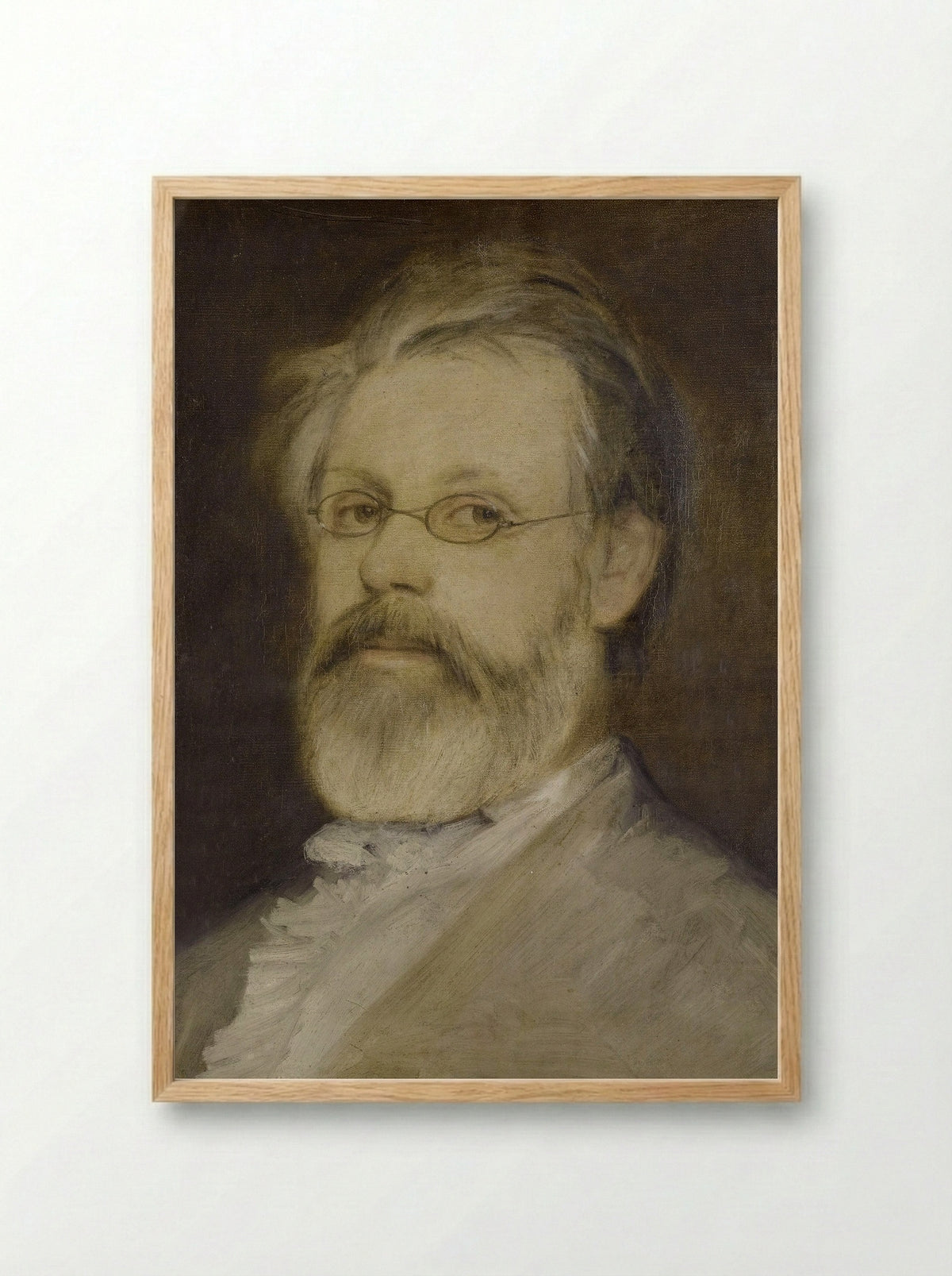 Portrait of a Bearded Man with Spectacles - Friedrich Weber - Framed Print Wood