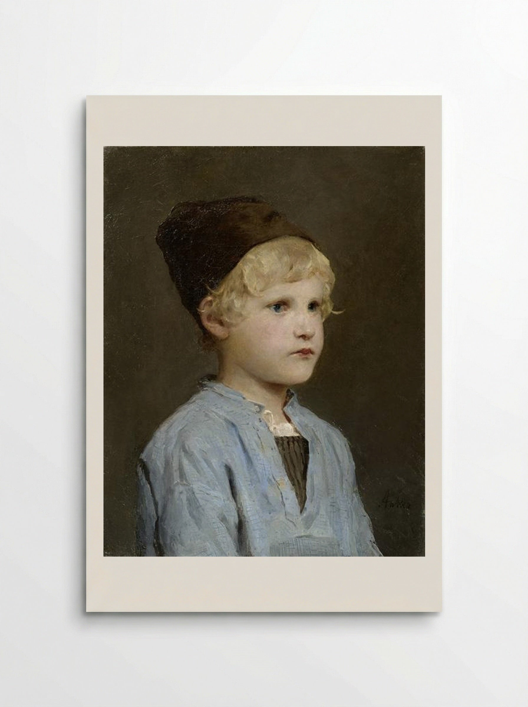 Portrait of a Boy with a Cap - Albert Anker - Poster