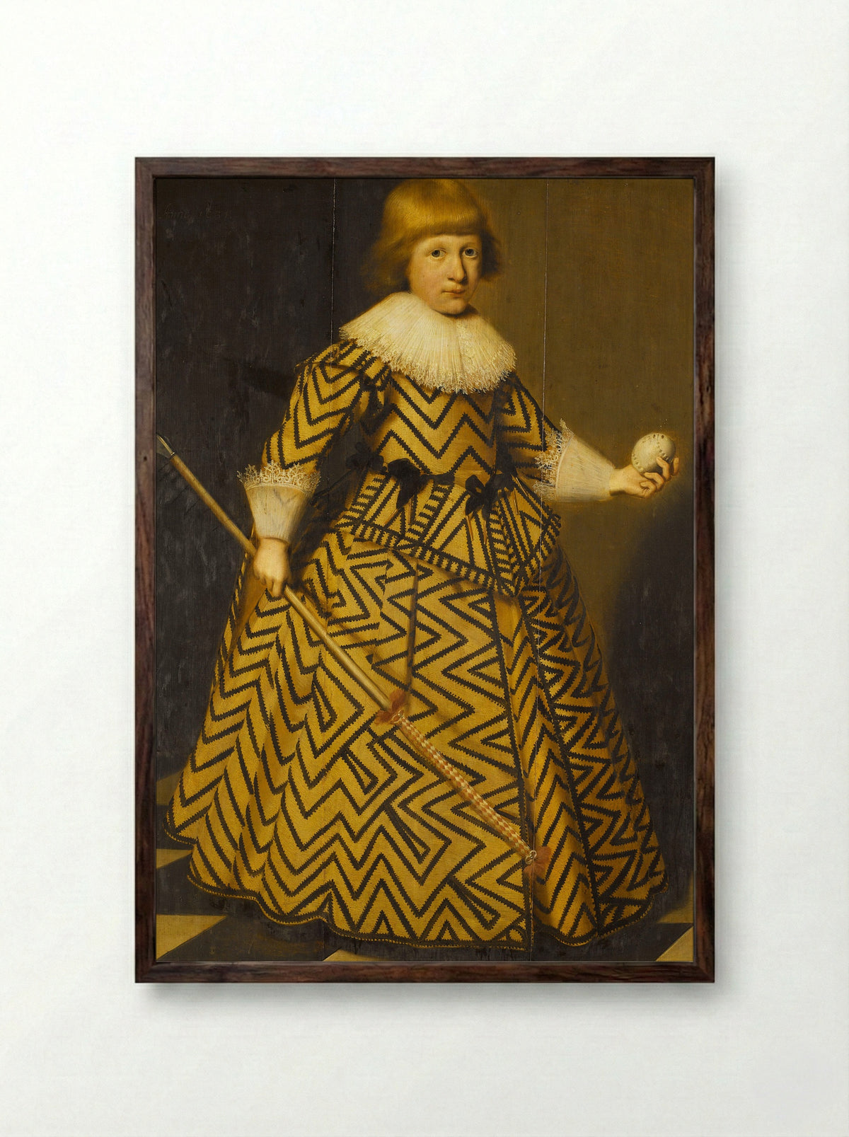 Portrait of a Boy with a Kolf Club - Wybrand de Geest (I) - Framed Print Dark Wood