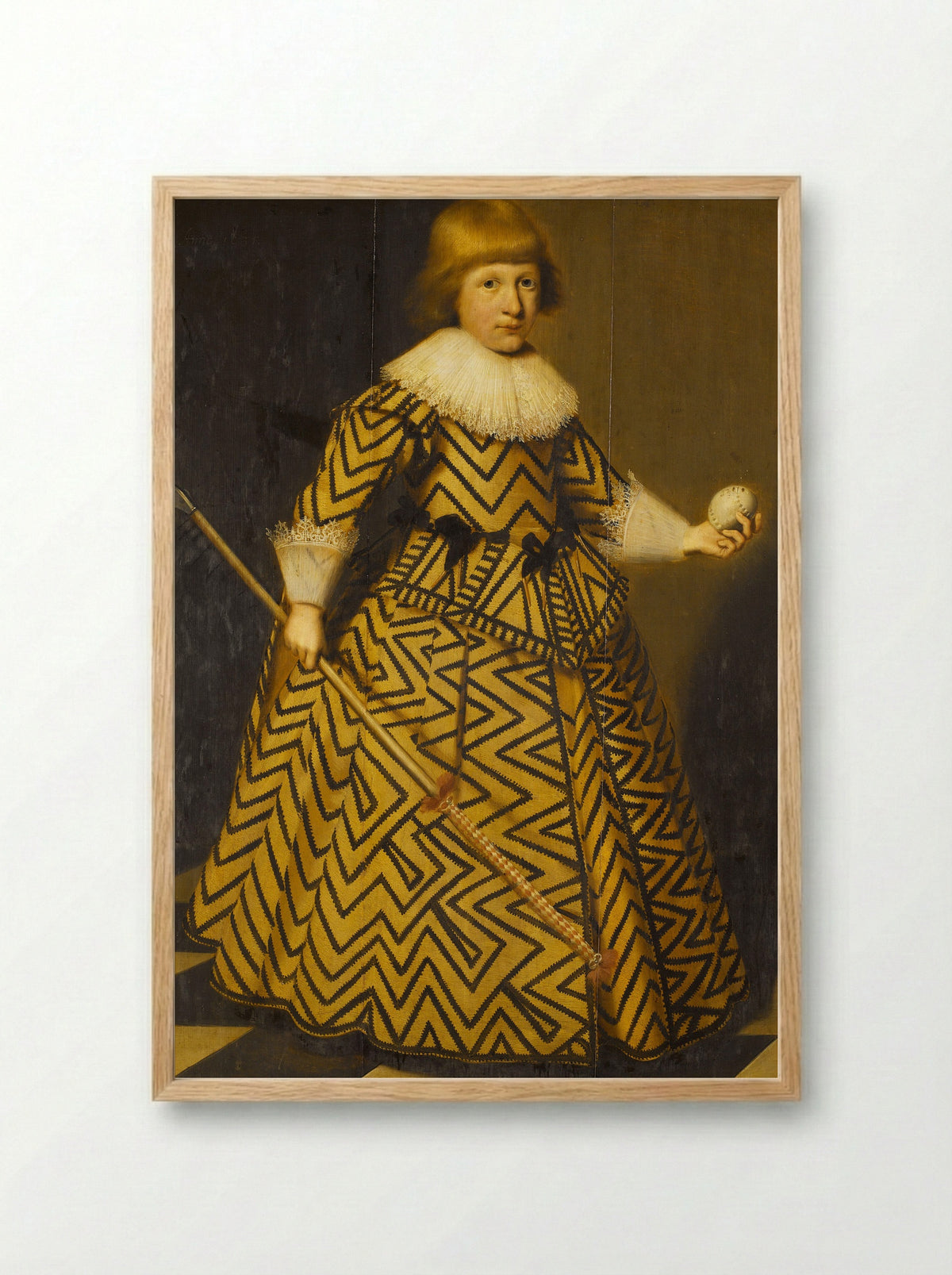 Portrait of a Boy with a Kolf Club - Wybrand de Geest (I) - Framed Print Wood