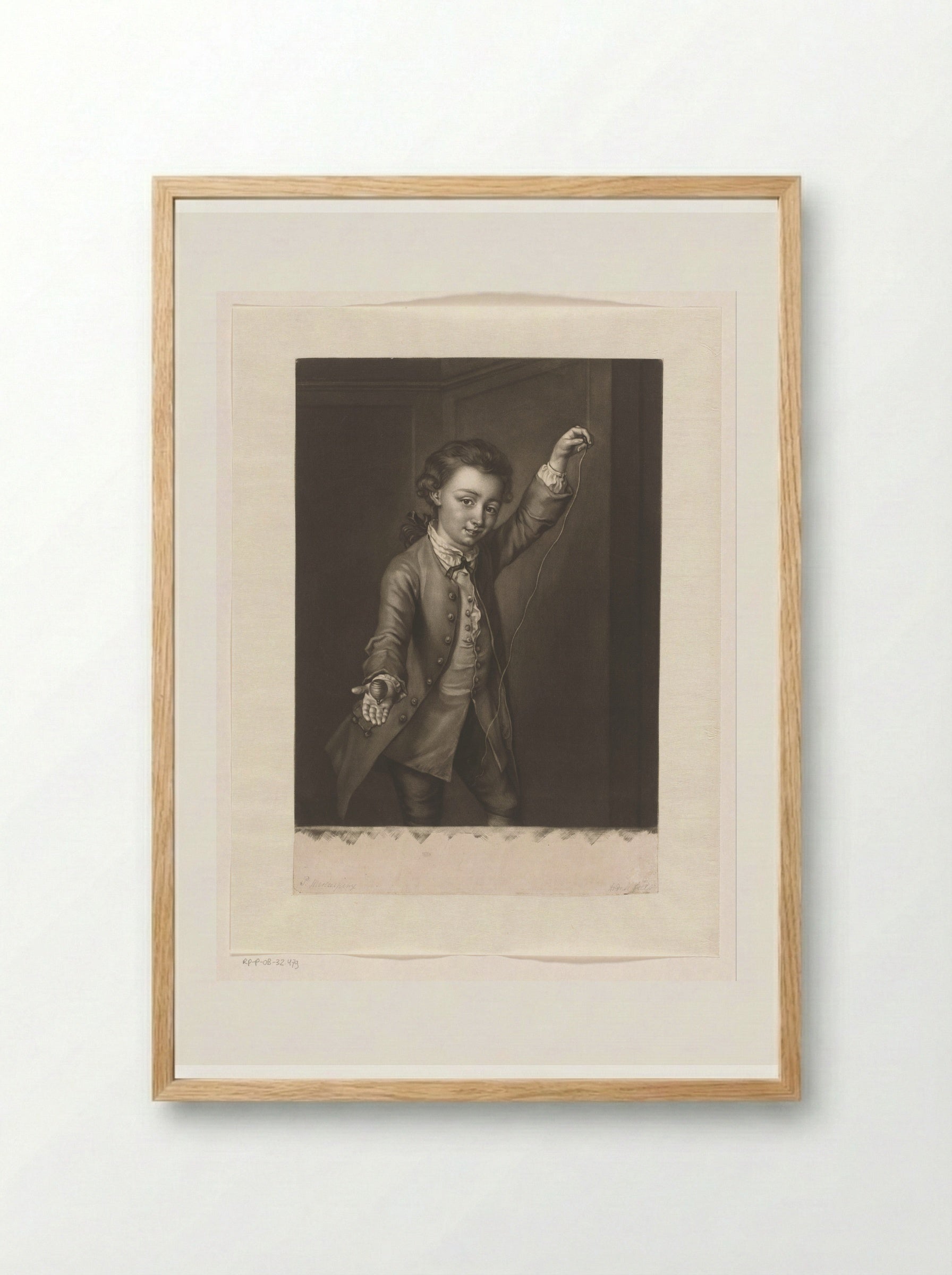 Portrait of a Boy with a Spinning Top - James McArdell - Framed Print Wood
