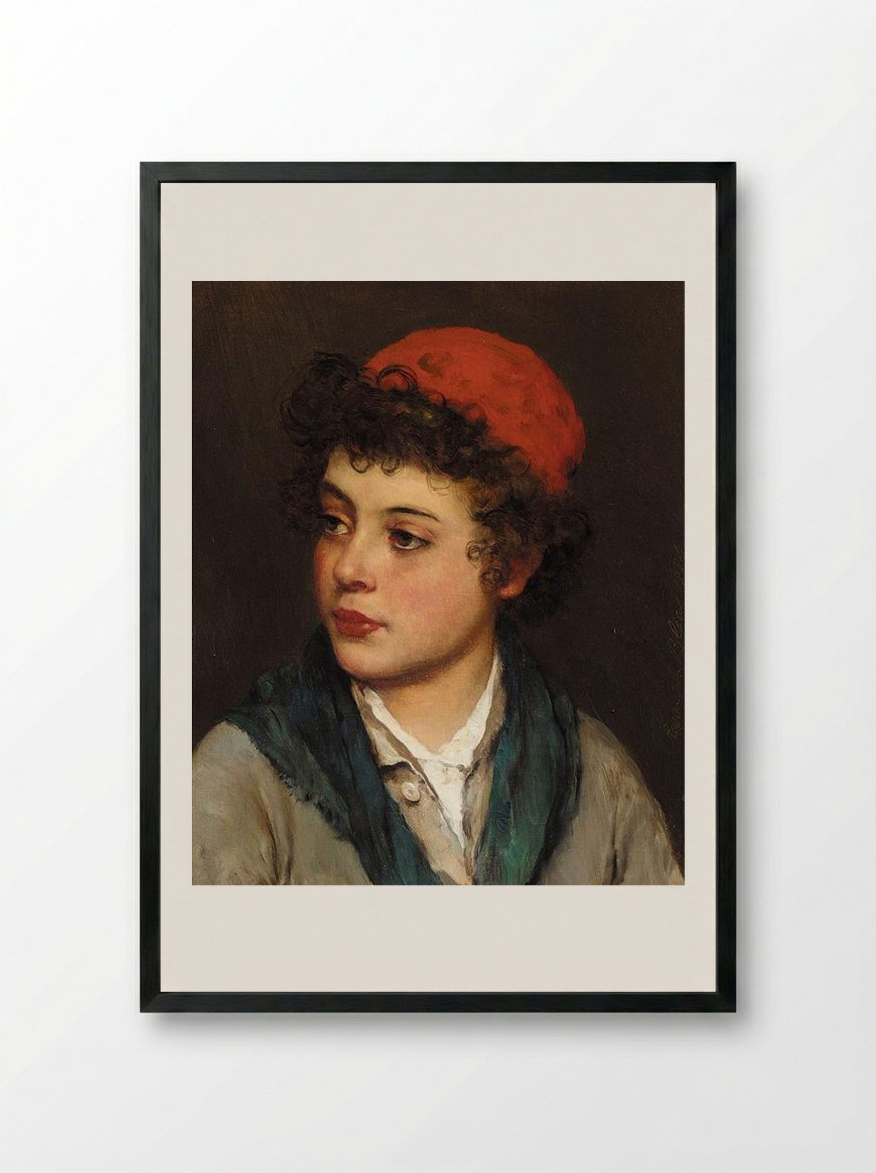 Portrait of a Boy - Eugene de Blaas - Framed Print Black