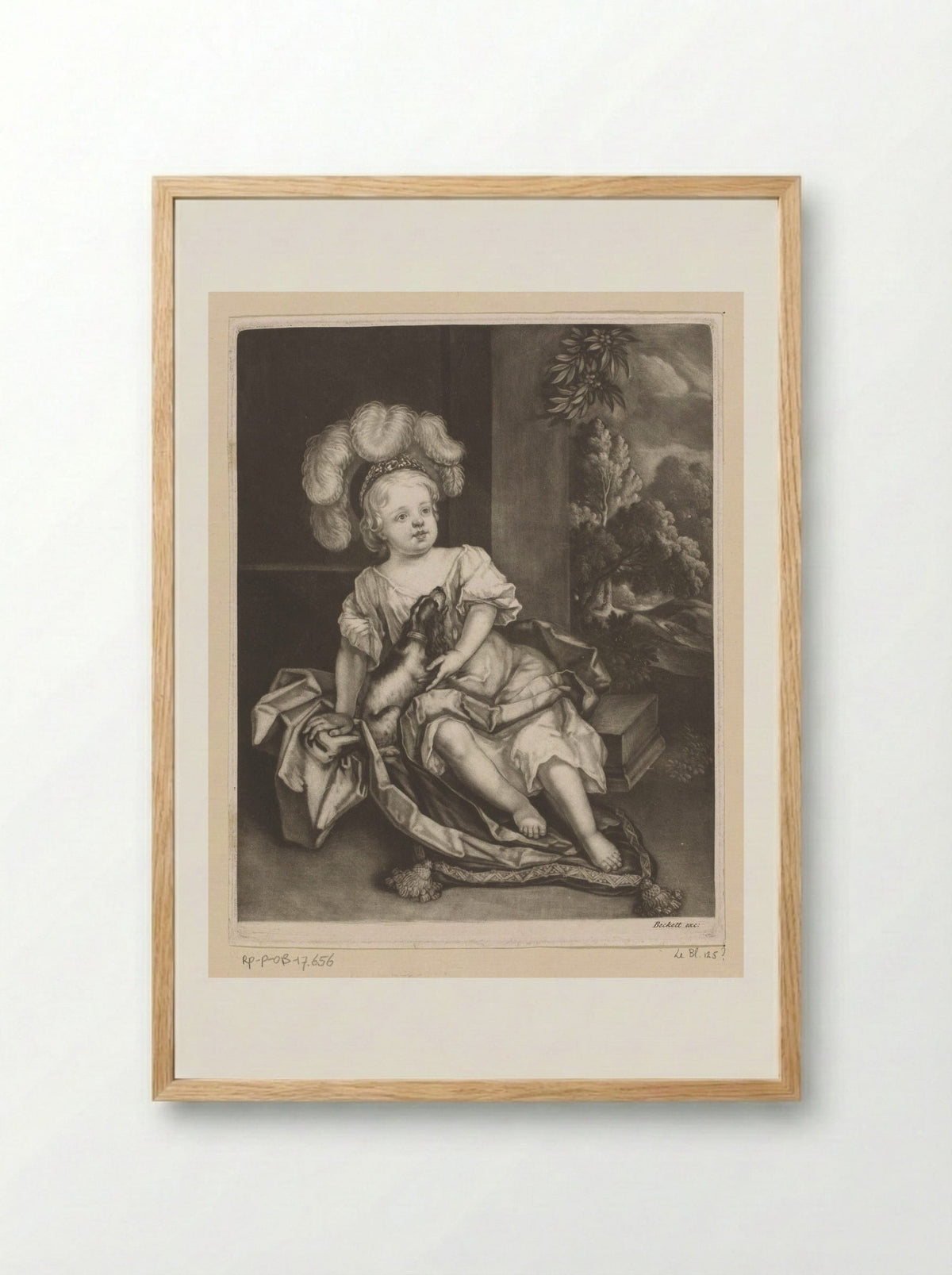 Portrait of a Child with a Dog, possibly William, Duke of Gloucester - Isaac Beckett - Framed Print Wood