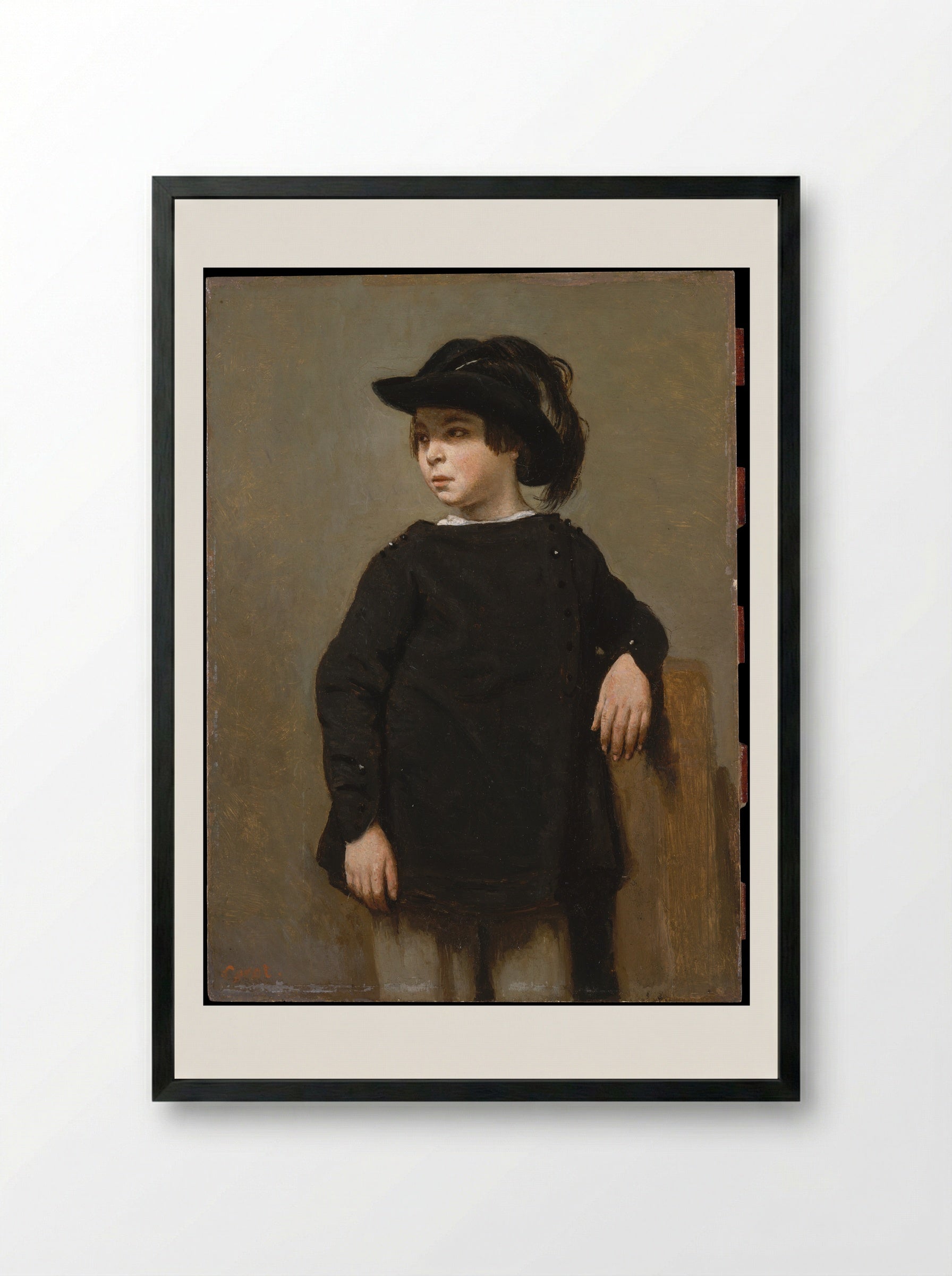 Portrait of a Child - Camille Corot - Framed Print Black