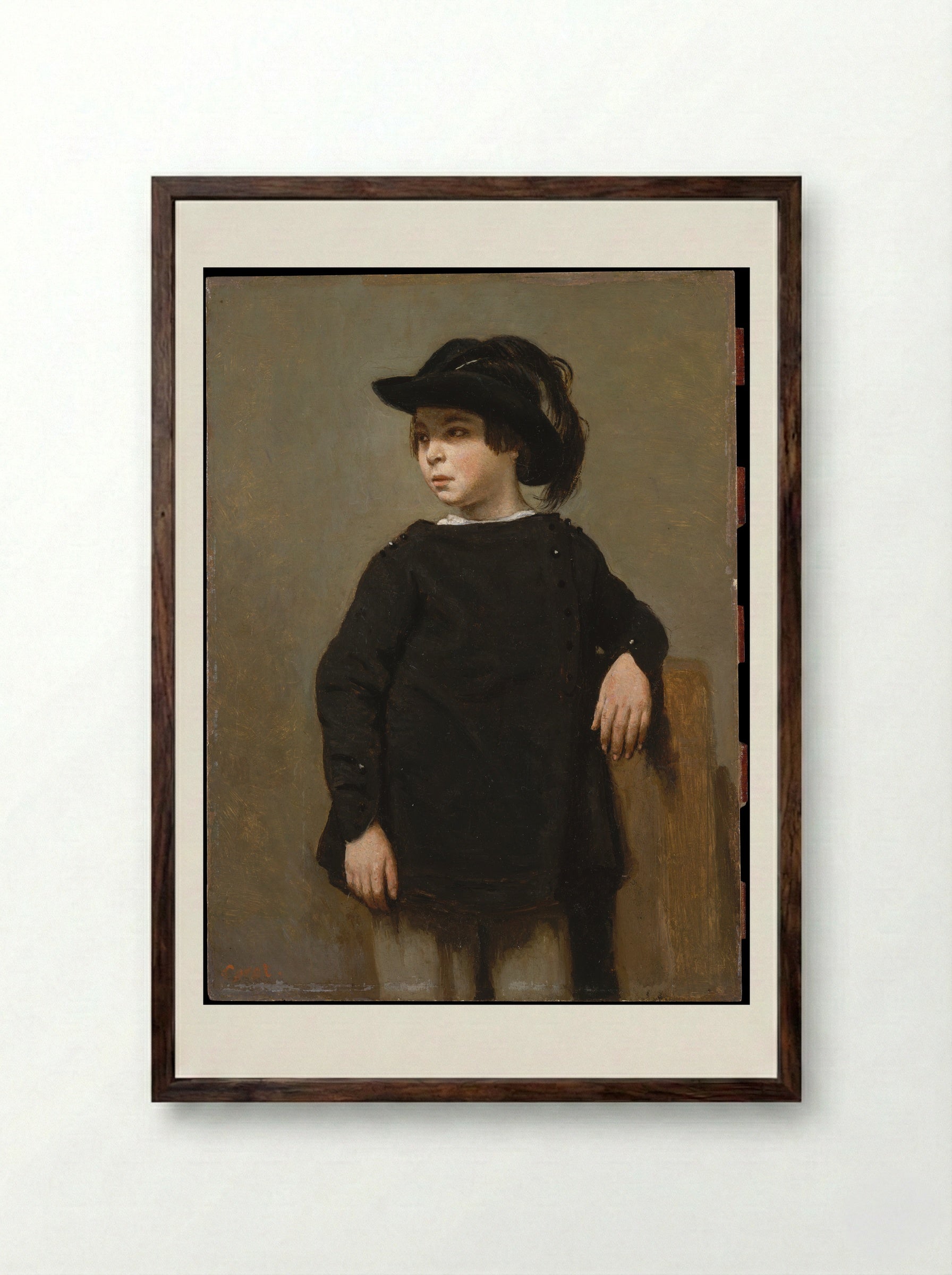 Portrait of a Child - Camille Corot - Framed Print Dark Wood