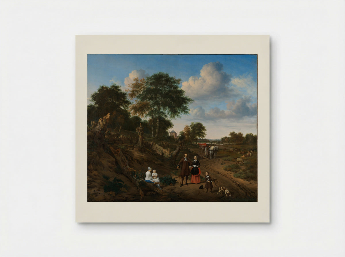 Portrait of a Couple with Two Children and a Nurse in a Landscape - Adriaen van de Velde - Poster
