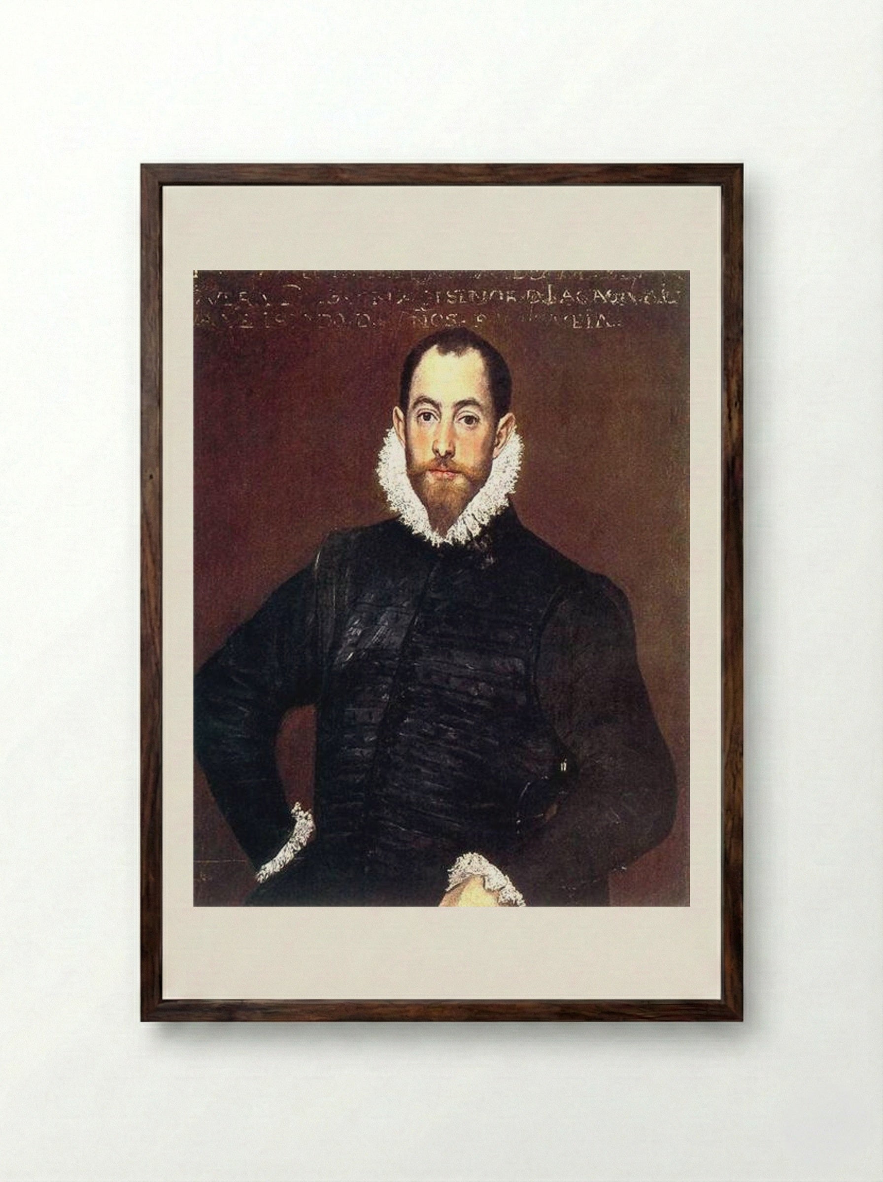 Portrait of a Gentleman from the Casa de Leiva - El Greco - Framed Print Dark Wood