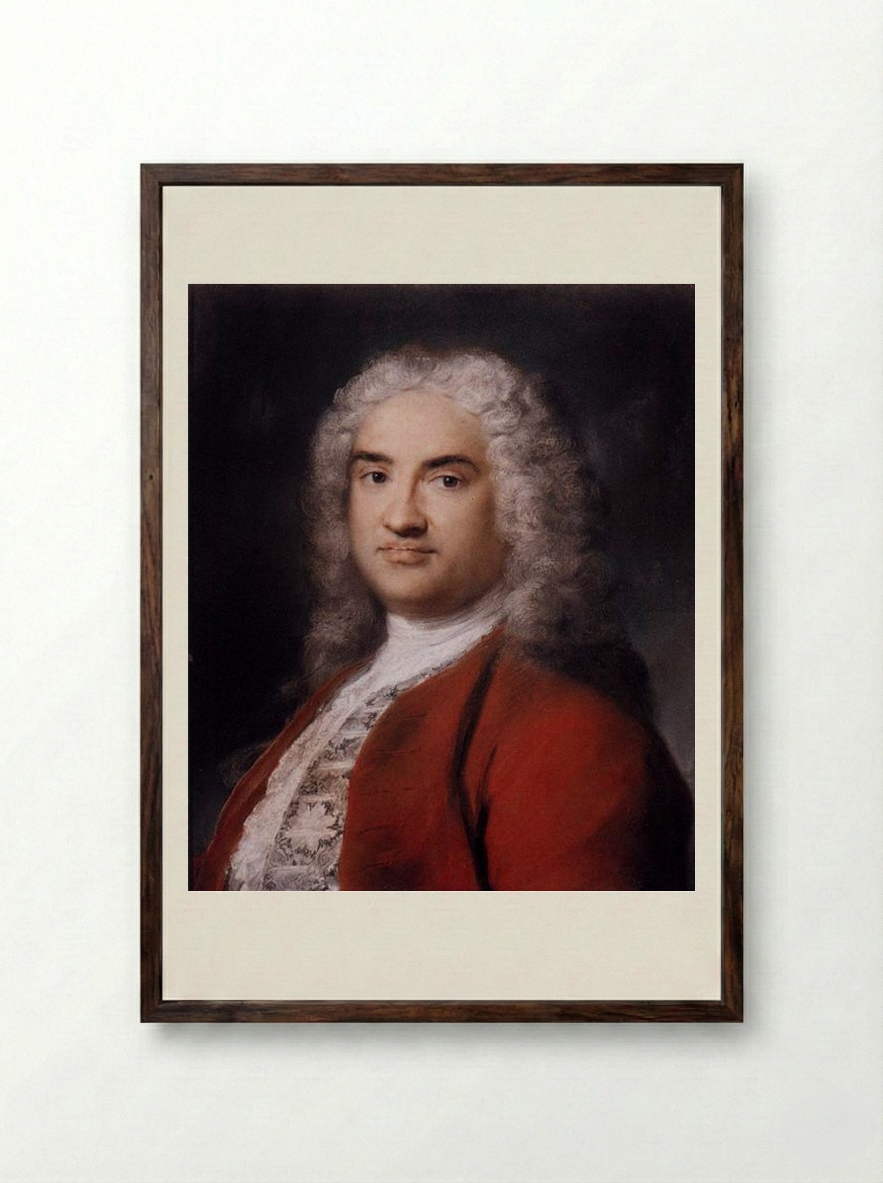Portrait of a Gentleman in Red - Rosalba Carriera - Framed Print Dark Wood
