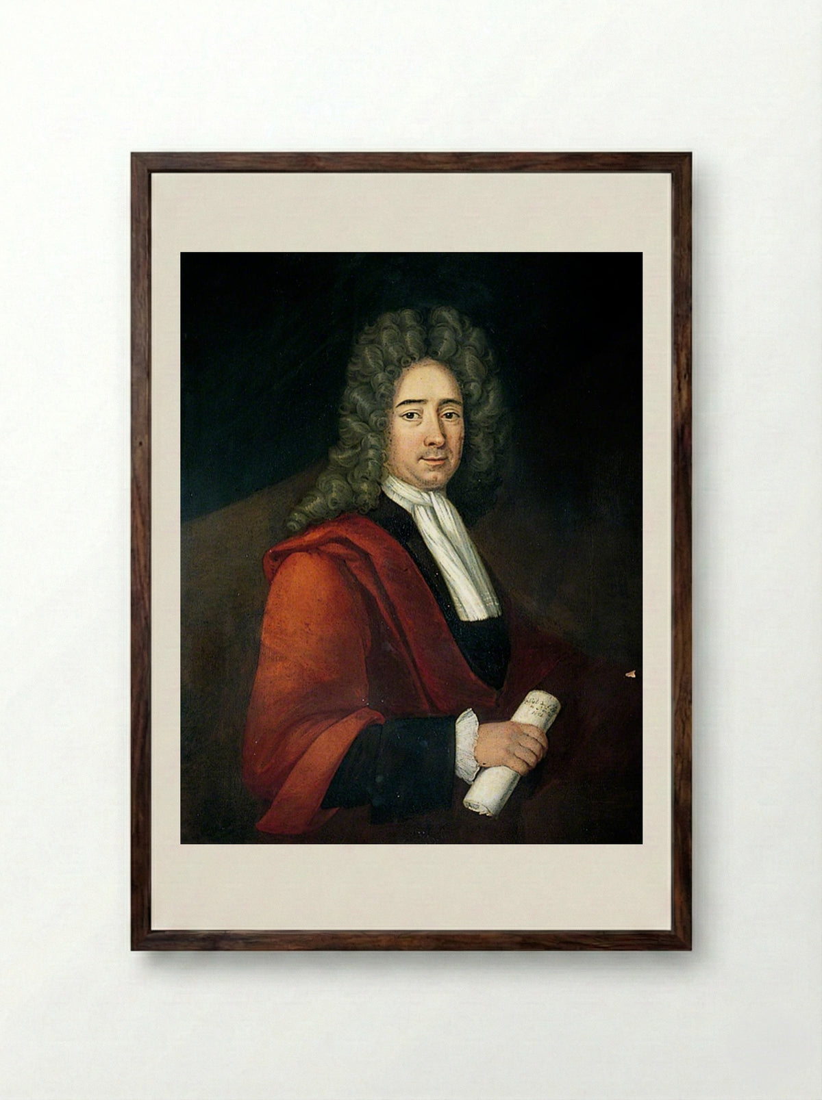 Portrait of a Gentleman with a Scroll - Pierre Mignard - Framed Print Dark Wood
