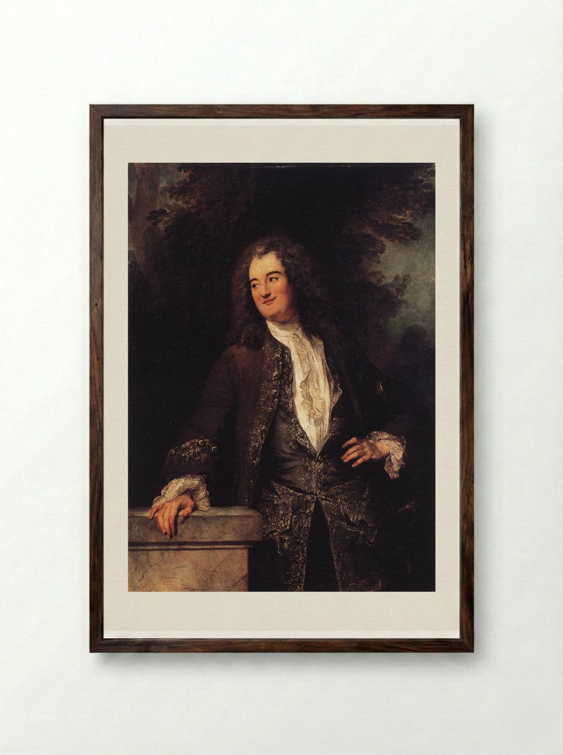 Portrait of a Gentleman - Antoine Watteau - Framed Print Dark Wood
