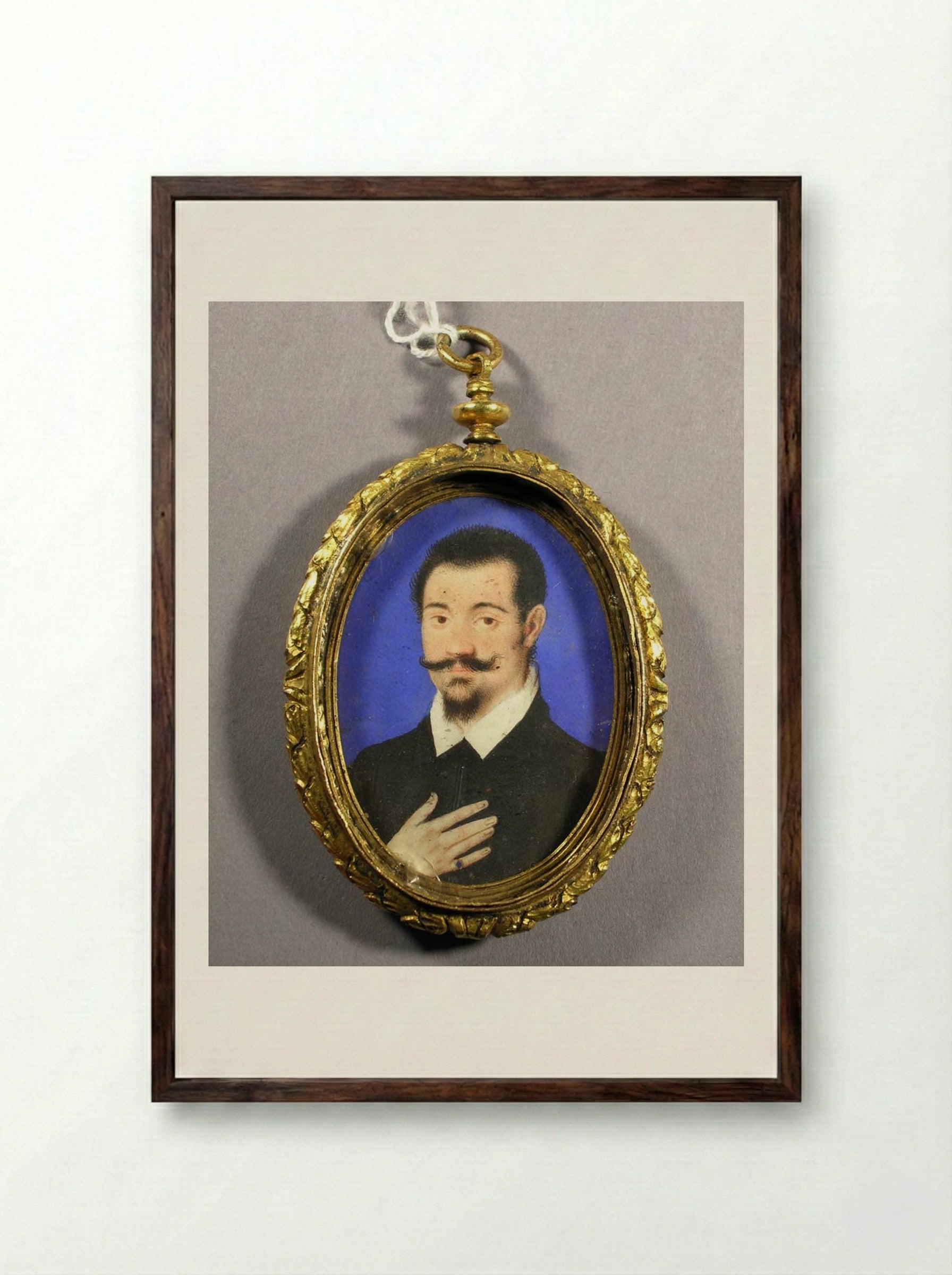 Portrait of a Gentleman - Isaac Oliver - Framed Print Dark Wood