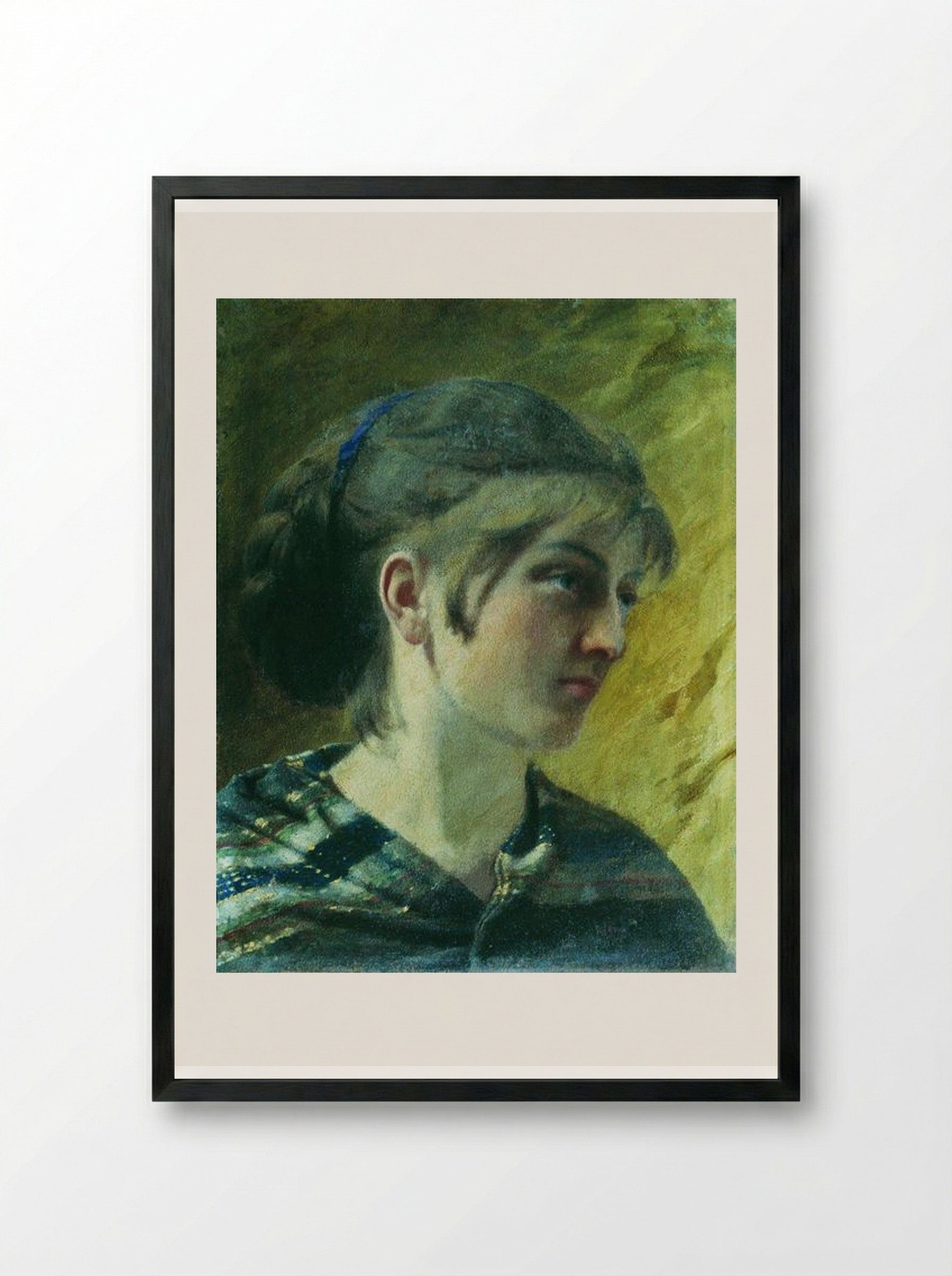 Portrait of a Girl (Evdokia Kuznetsova) - Fyodor Bronnikov - Framed Print Black