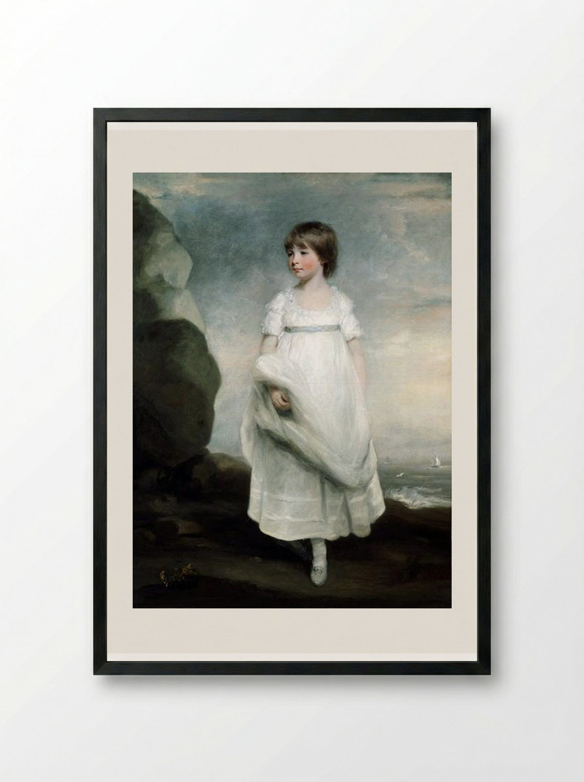 Portrait of a Girl by the Sea - John Hoppner - Framed Print Black
