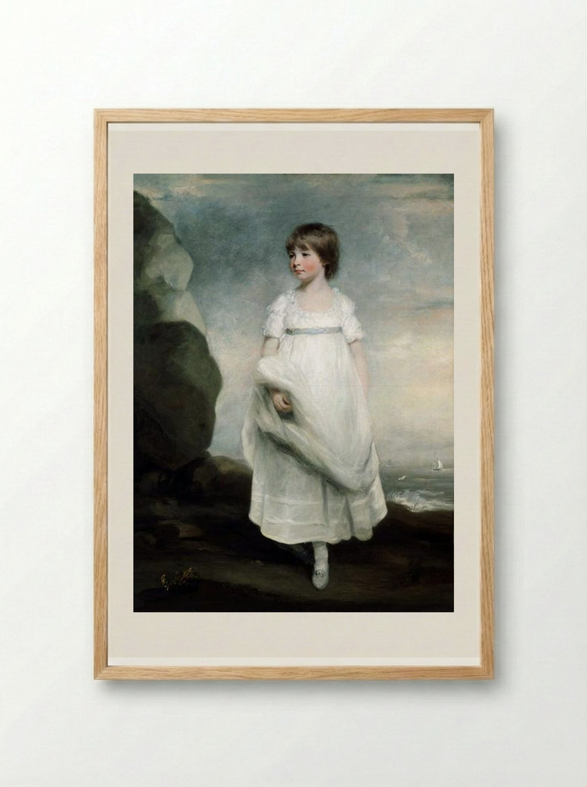 Portrait of a Girl by the Sea - John Hoppner - Framed Print Wood