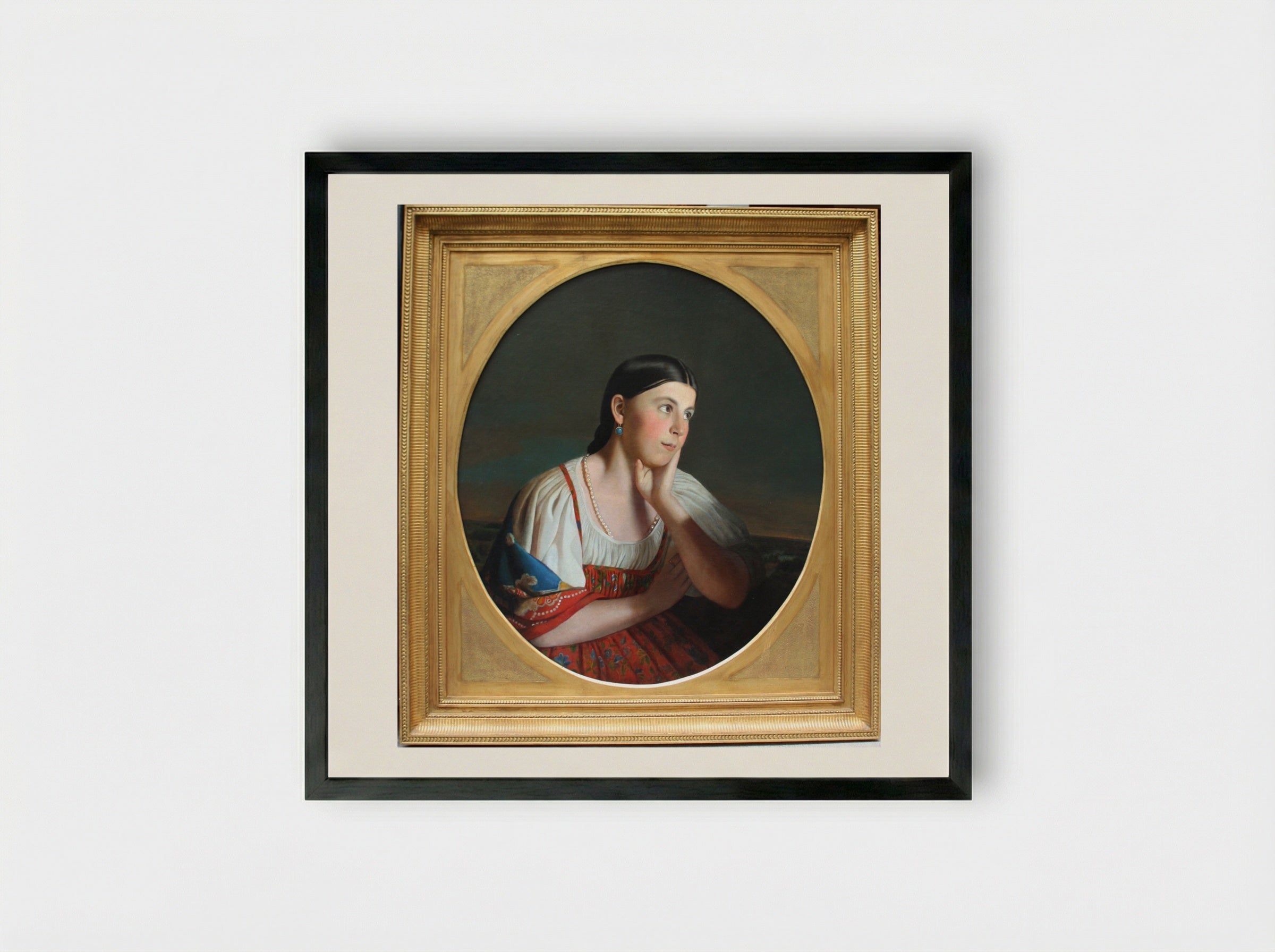 Portrait of a Girl - Alexey Venetsianov - Framed Print Black