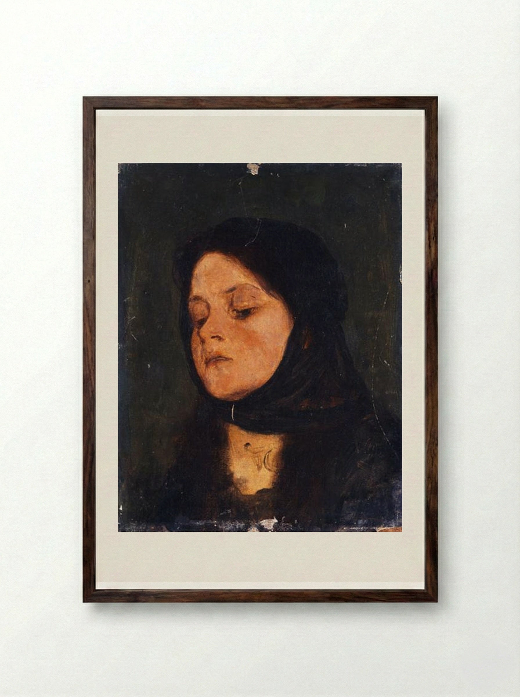 Portrait of a Girl - Nikolaos Gyzis - Framed Print Dark Wood