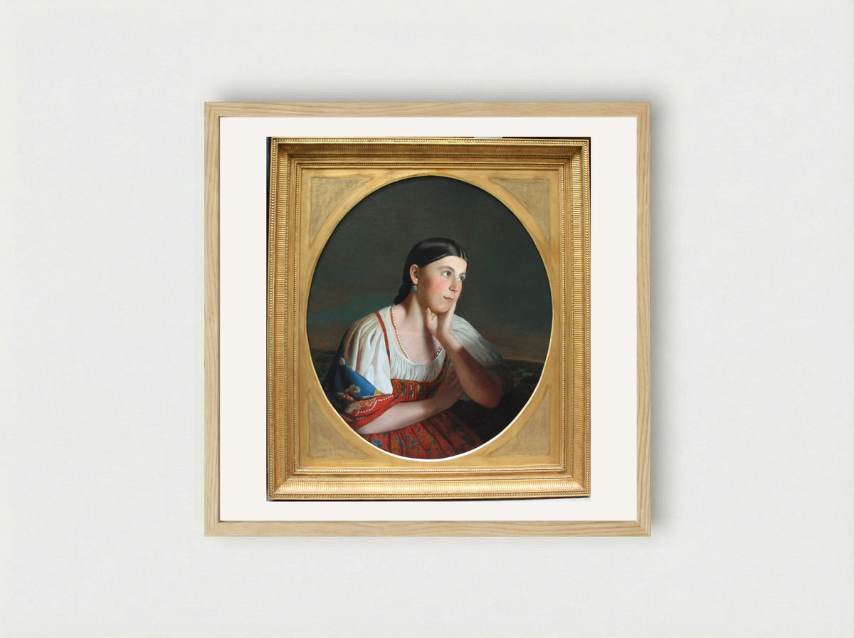 Portrait of a Girl - Alexey Venetsianov - Framed Print Wood