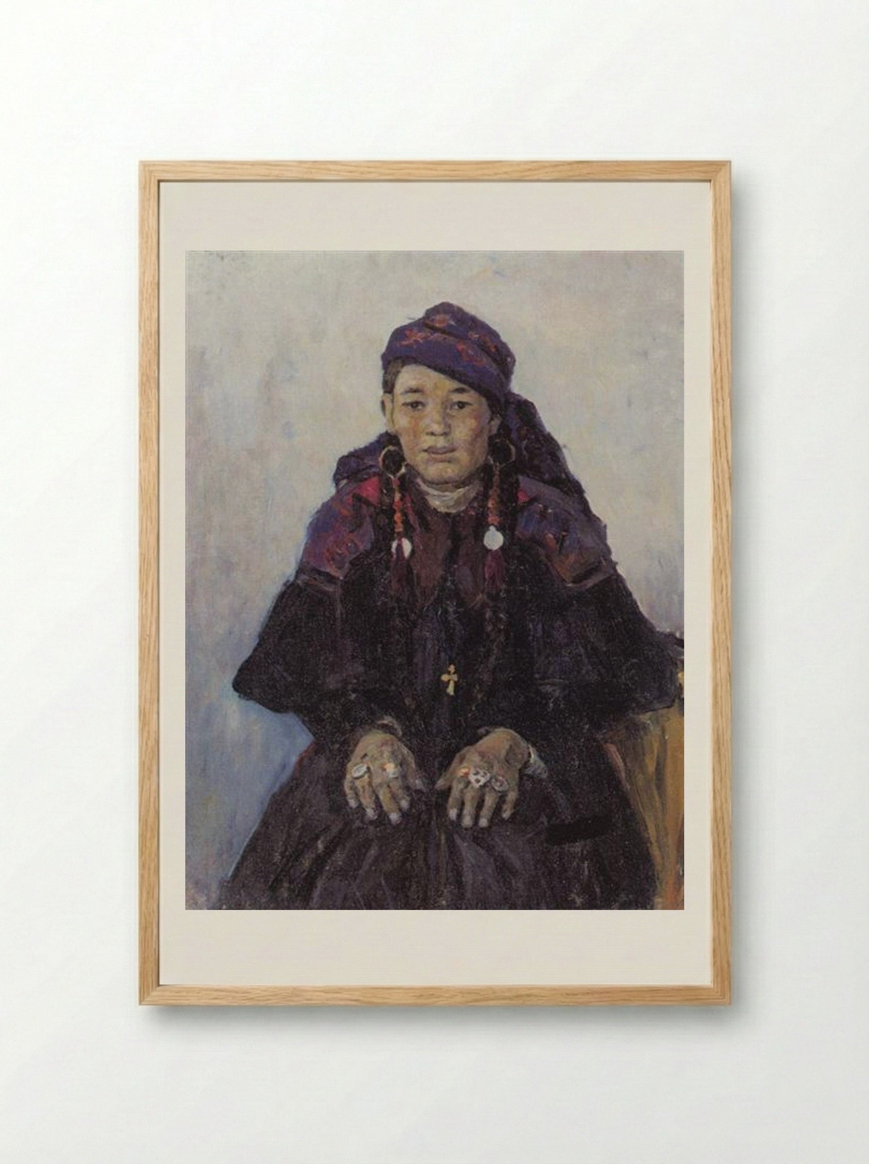 Portrait of a Khakass Woman - Vasily Surikov - Framed Print Wood