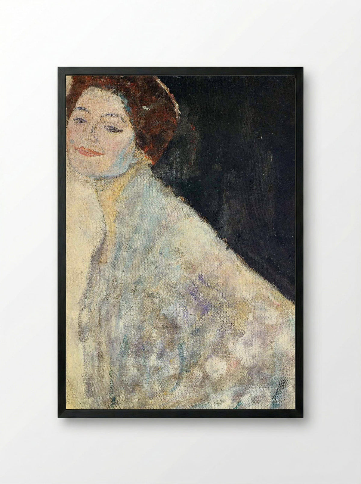 Portrait of a Lady in White (unfinished) - Gustav Klimt - Framed Print Black