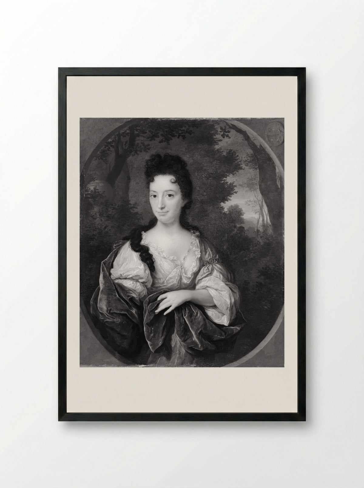 Portrait of a Lady in a Garden Setting - Arnold Boonen - Framed Print Black