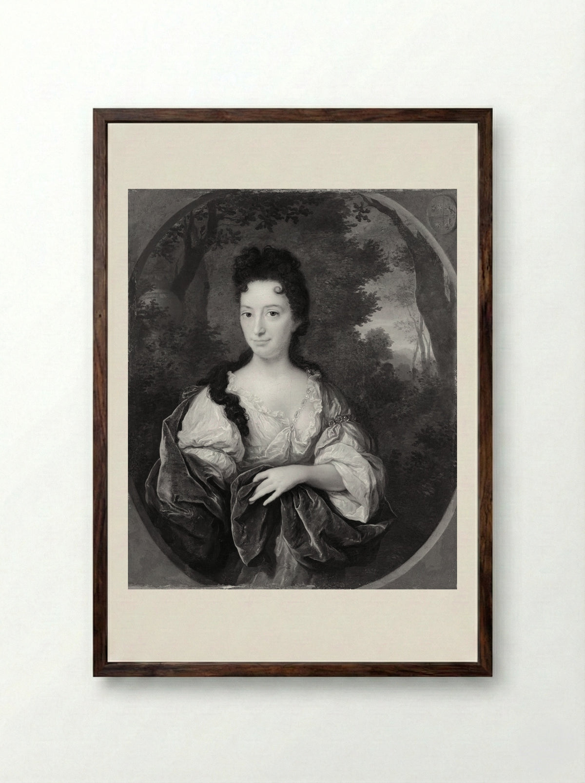Portrait of a Lady in a Garden Setting - Arnold Boonen - Framed Print Dark Wood