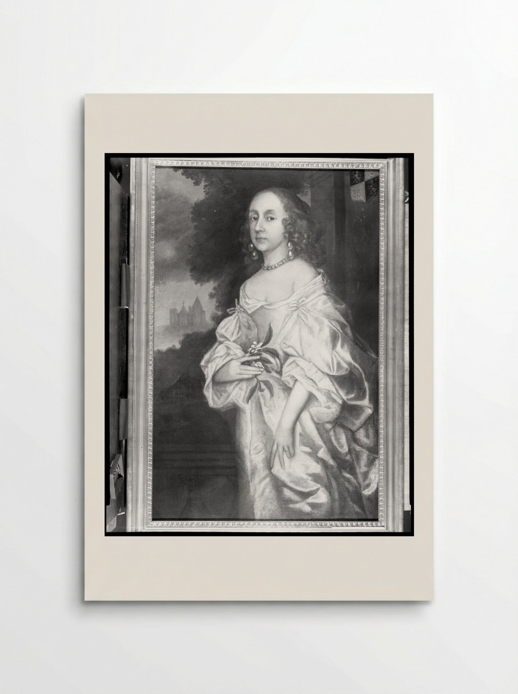 Portrait of a Lady with Castle and Trees in Background - Anthony van Dyck - Poster