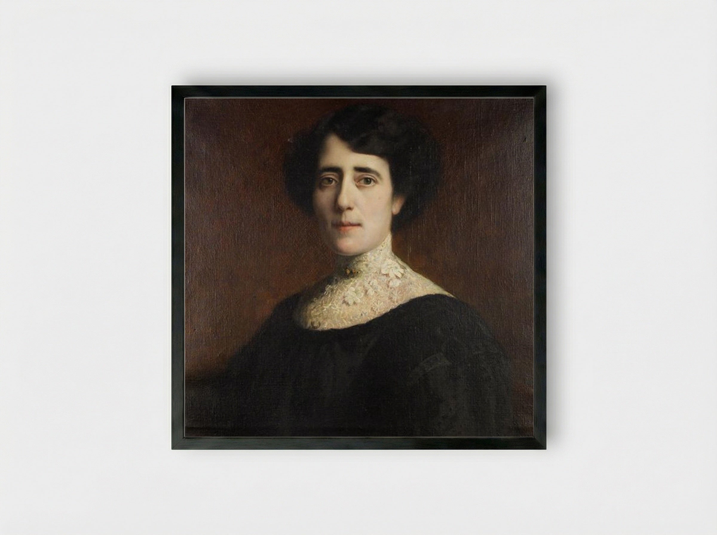 Portrait of a Lady with Lace Collar - Franz von Stuck - Framed Print Black
