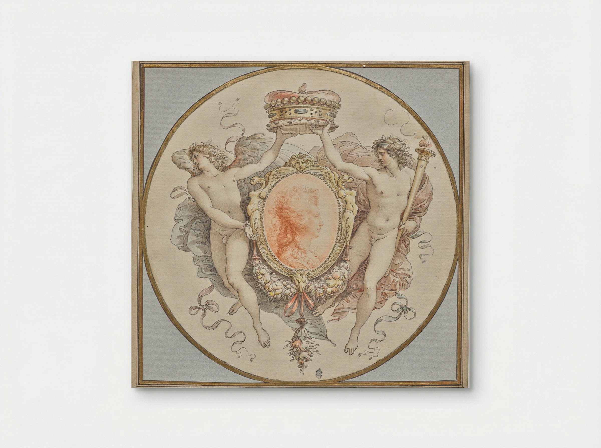 Portrait of a Lady with an Elaborate Cartouche - Giuseppe Cades - Poster