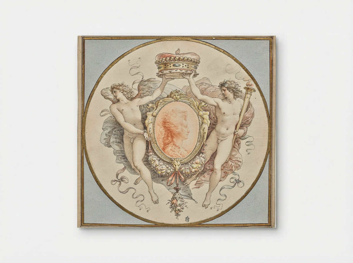 Portrait of a Lady with an Elaborate Cartouche - Giuseppe Cades - Poster