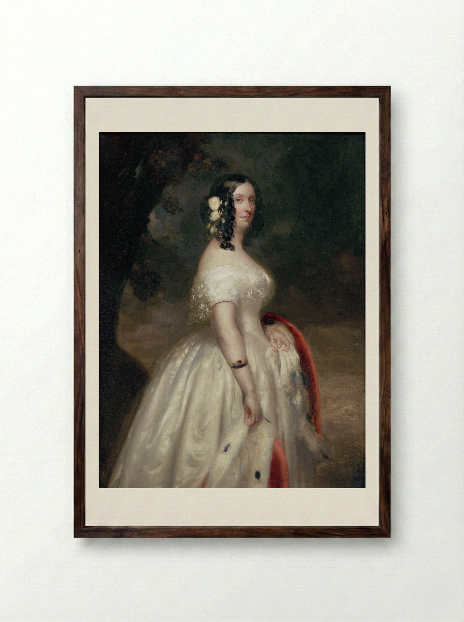 Portrait of a Lady - Franz Xaver Winterhalter - Framed Print Dark Wood