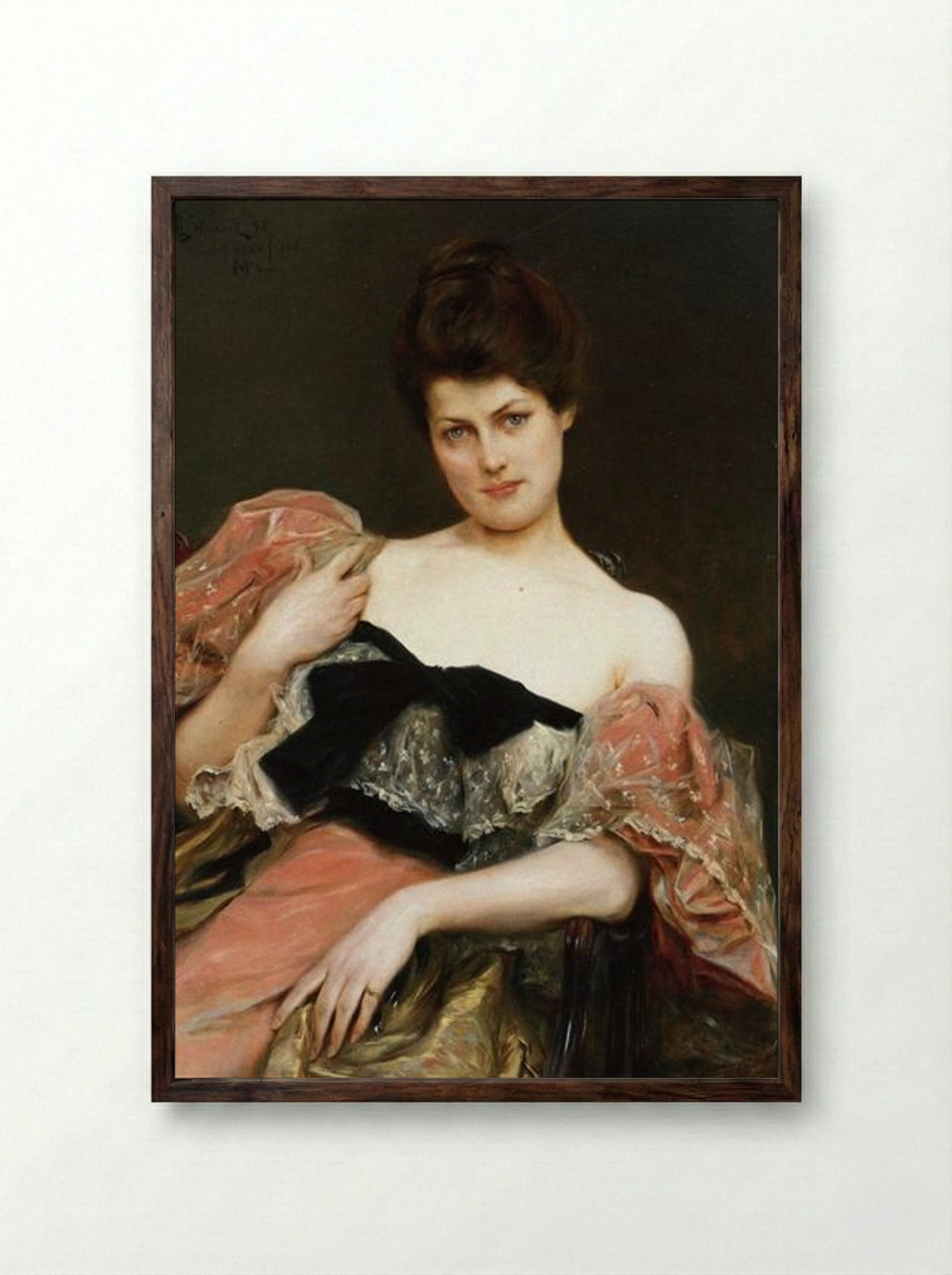 Portrait of a Lady - Julius LeBlanc Stewart - Framed Print Dark Wood