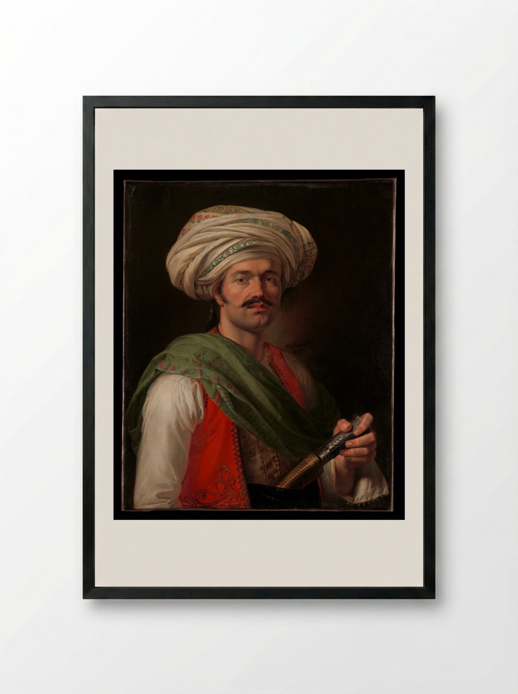 Portrait of a Mamelouk - Horace Vernet - Framed Print Black