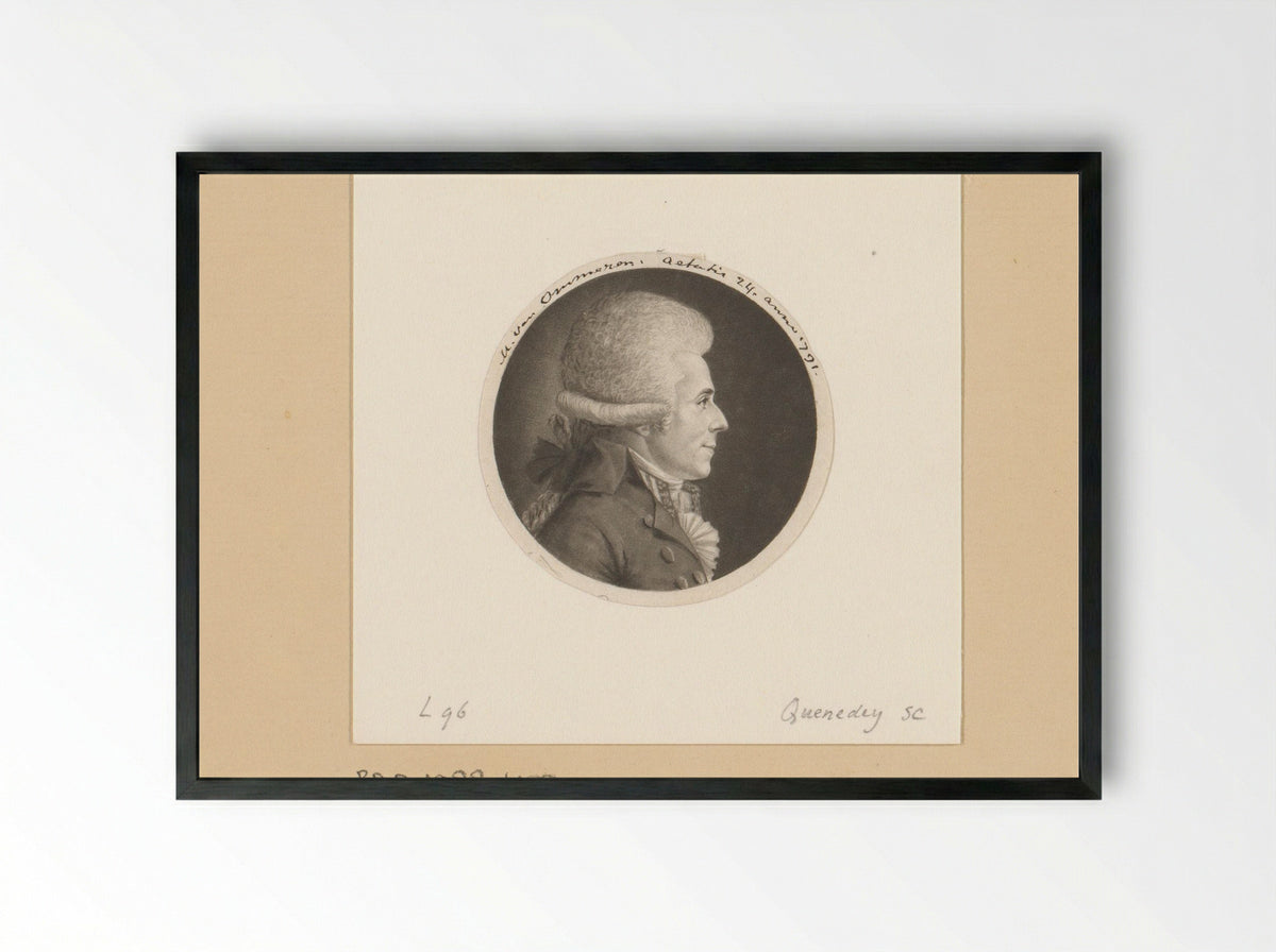 Portrait of a Man, Identified as M. van Ommeren - Edme Quenedey - Framed Print Black