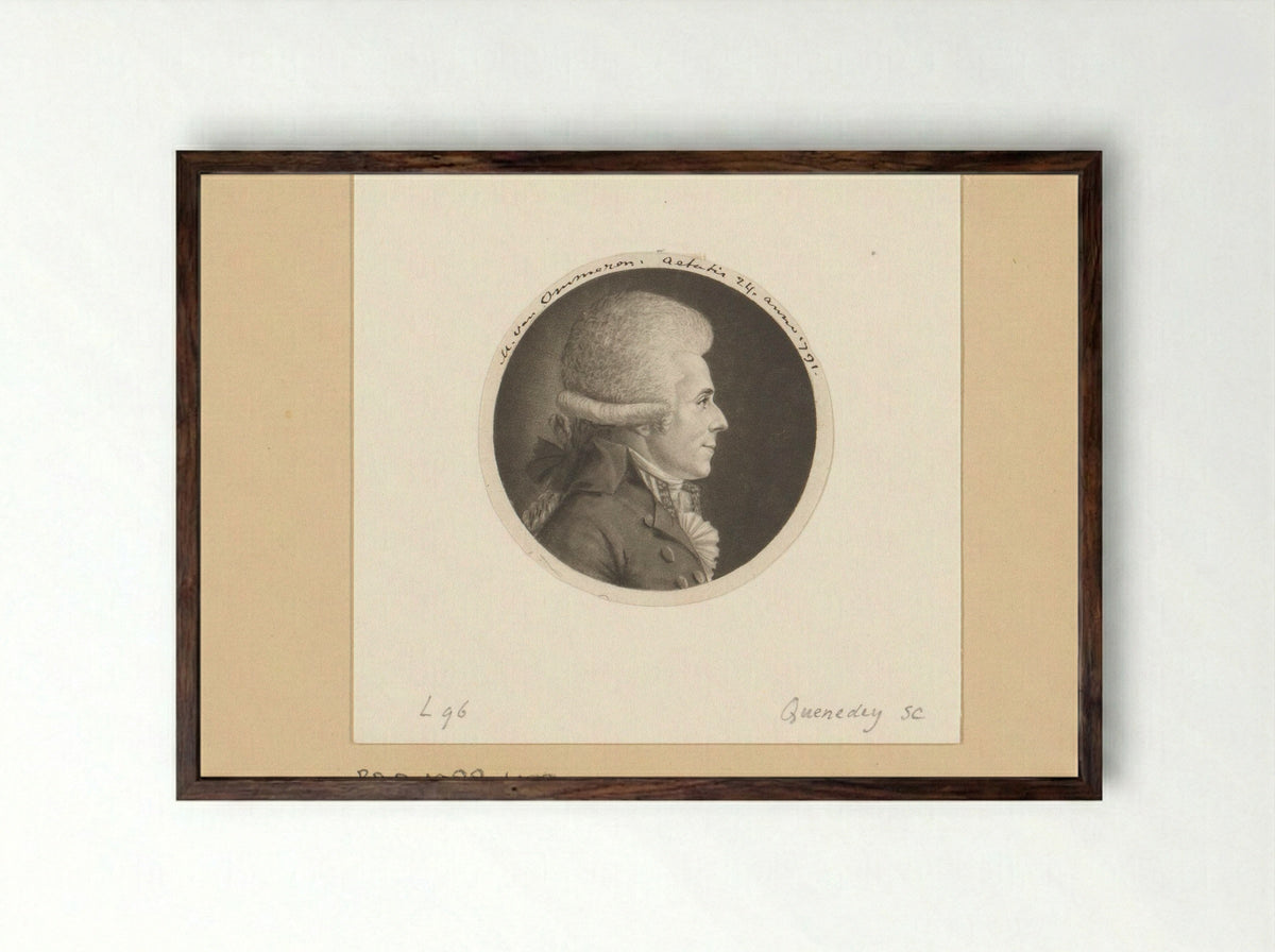 Portrait of a Man, Identified as M. van Ommeren - Edme Quenedey - Framed Print Dark Wood