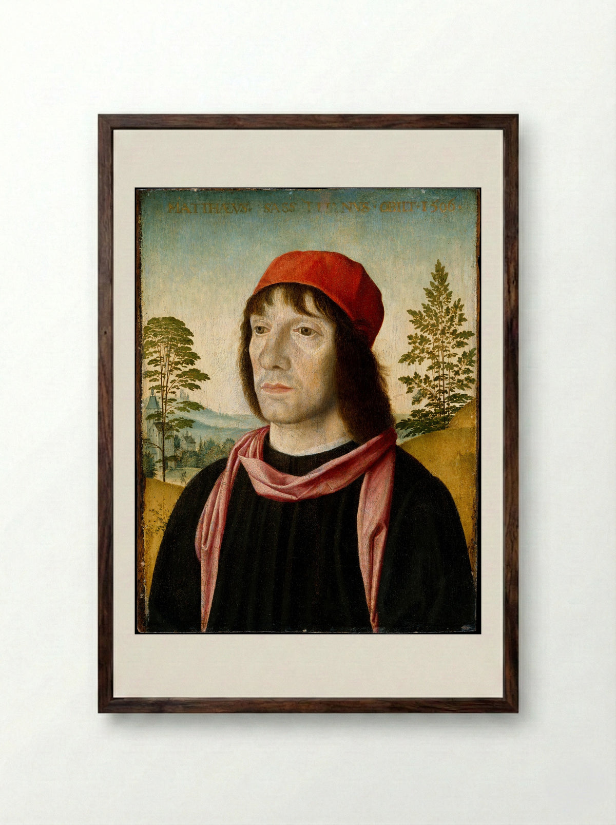 Portrait of a Man (Matthaeus Kastl) - Fra Bartolomeo - Framed Print Dark Wood