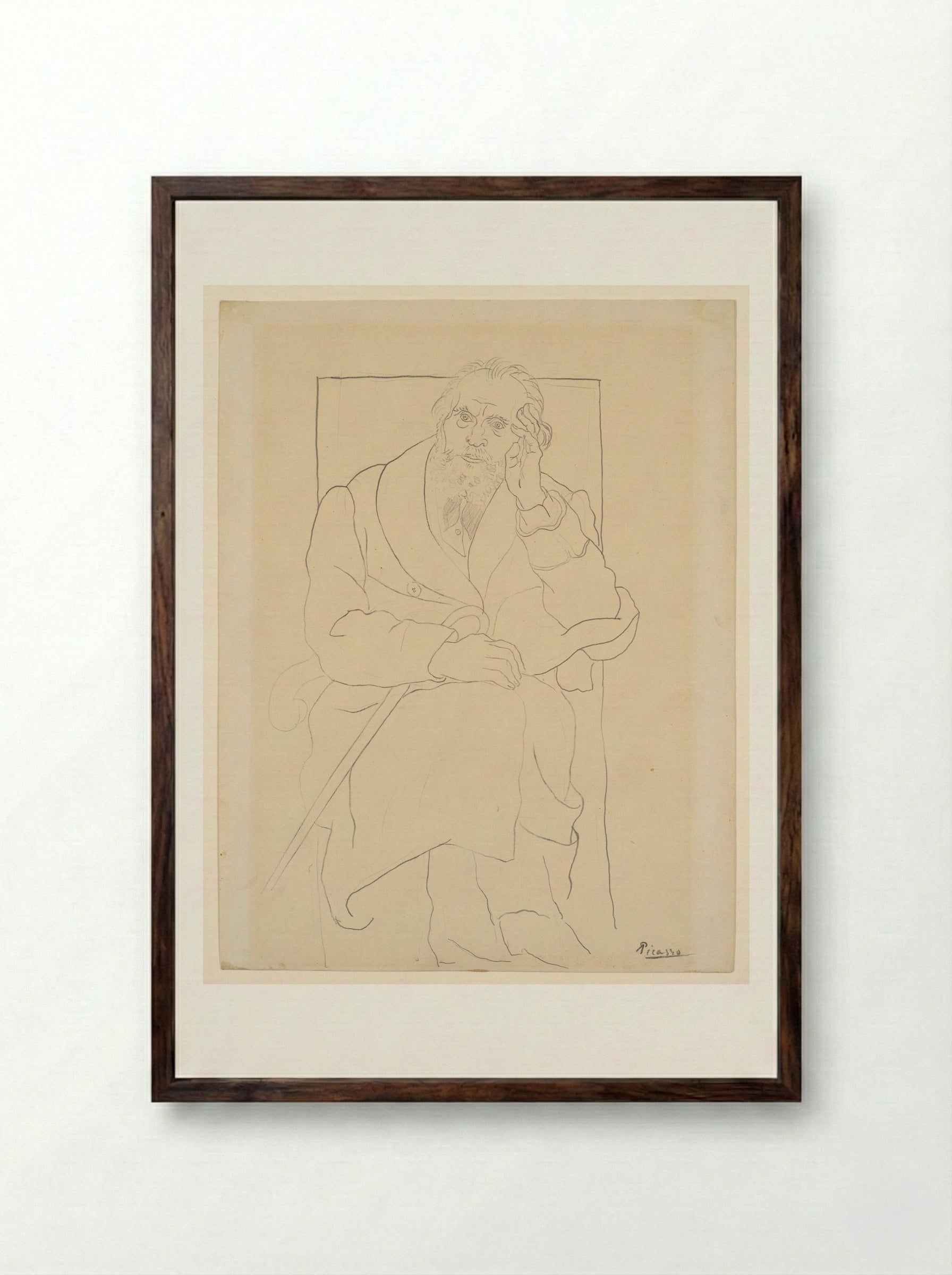 Portrait of a Man (Pablo Ruiz Picasso) - Pablo Picasso - Framed Print Dark Wood