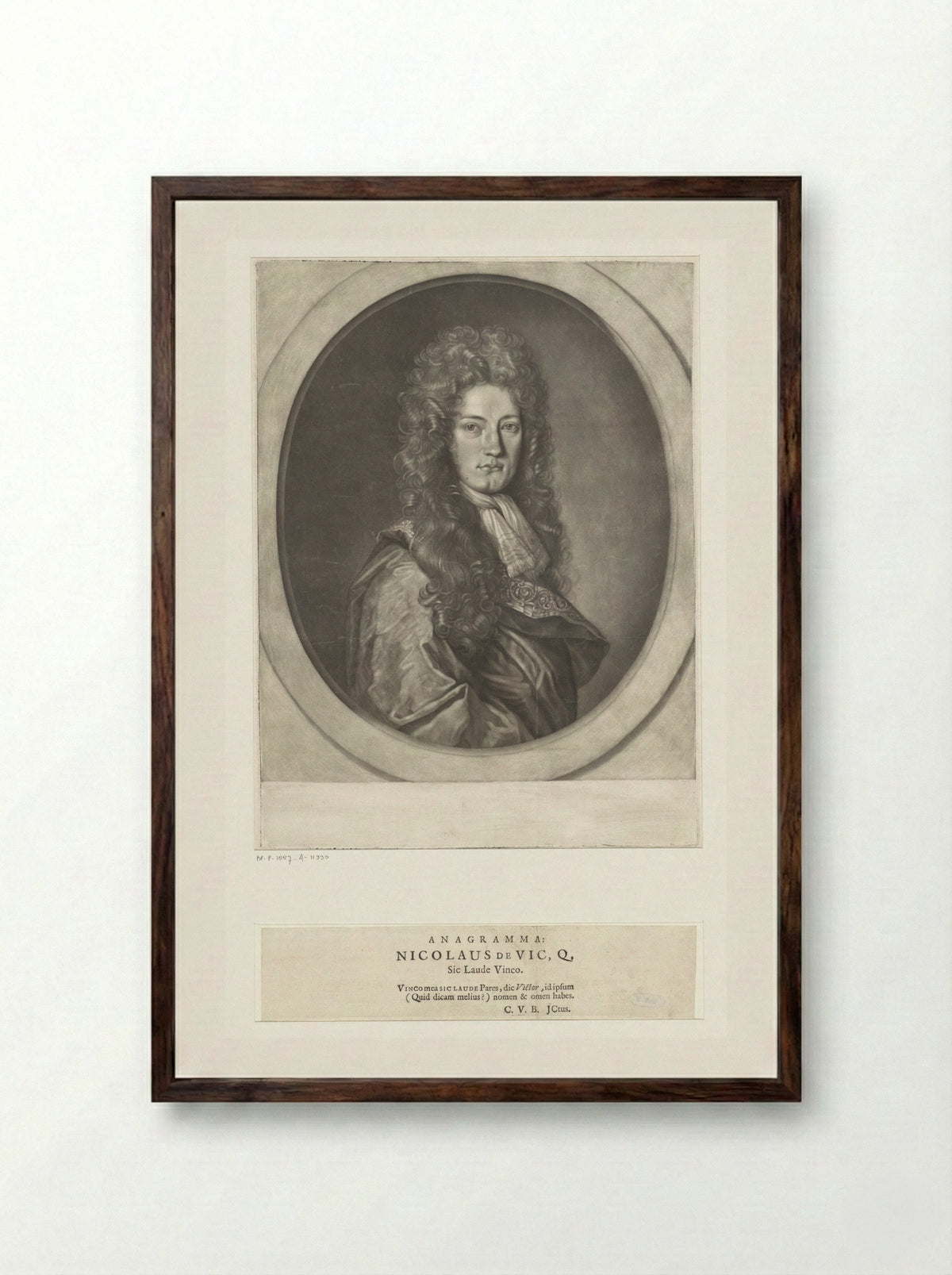 Portrait of a Man, Possibly Nicolaas de Vicq - Monogrammist CVB - Framed Print Dark Wood